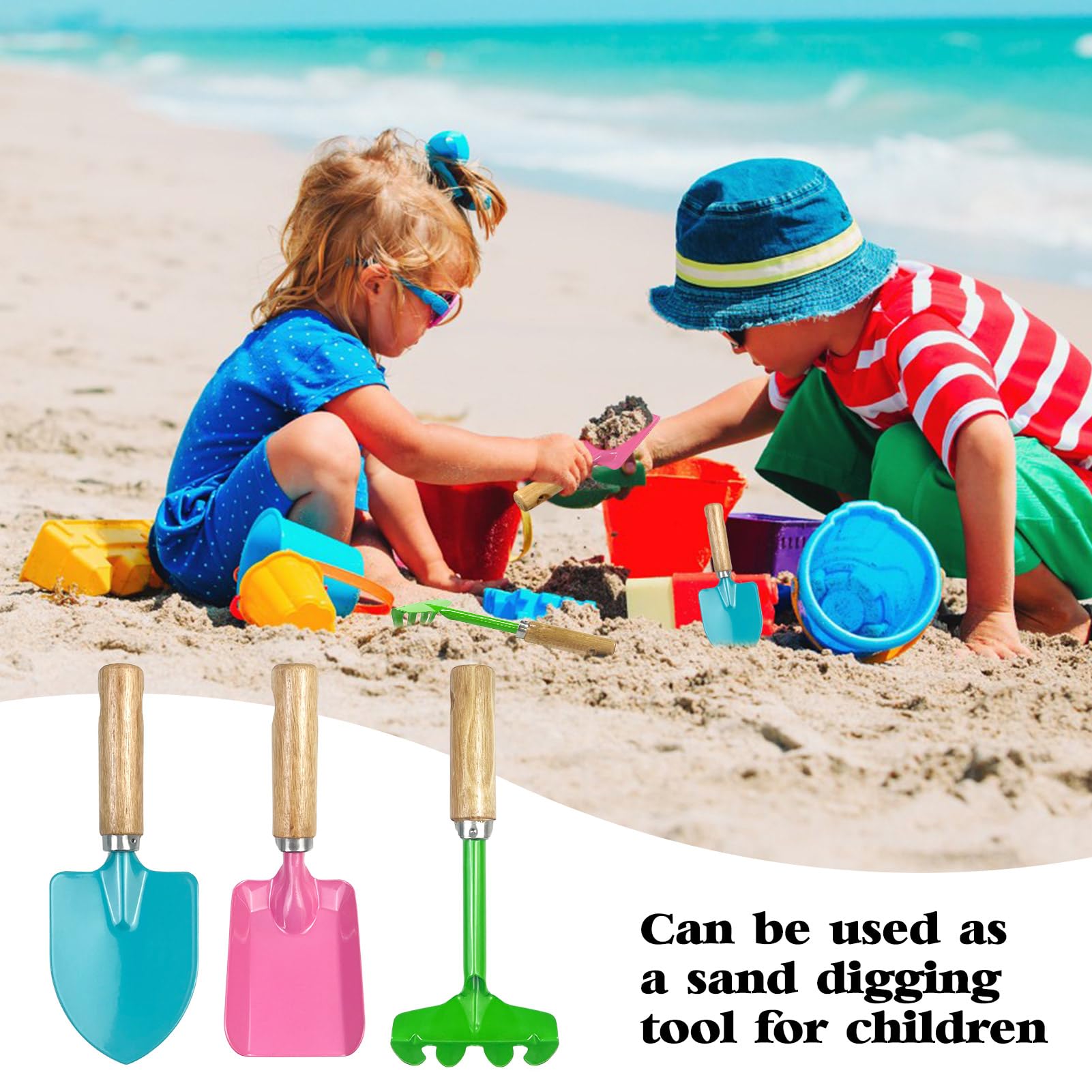 18 Pcs Mini Garden Plant Tool Set, Colorful Metal Garden Hand Shovels & Square Spade & Rake, Garden Tools for Kids Teens Adults Soil Planting Sand Box (18 pcs Mixed Colors)