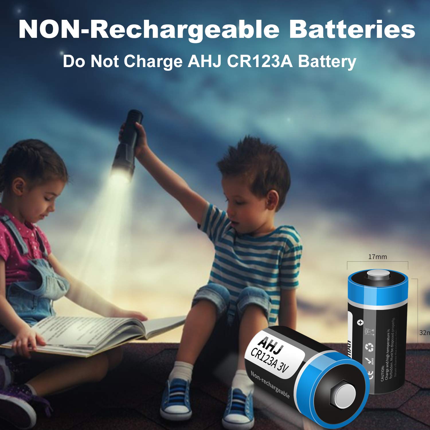 CR123A 3V Lithium Battery, 4 Pack 1600mAh CR123 CR17345 Battery with 10-Year Shelf Life UL Certification for Flashlight Alarm System etc, Non-Rechargeable, NOT for Arlo