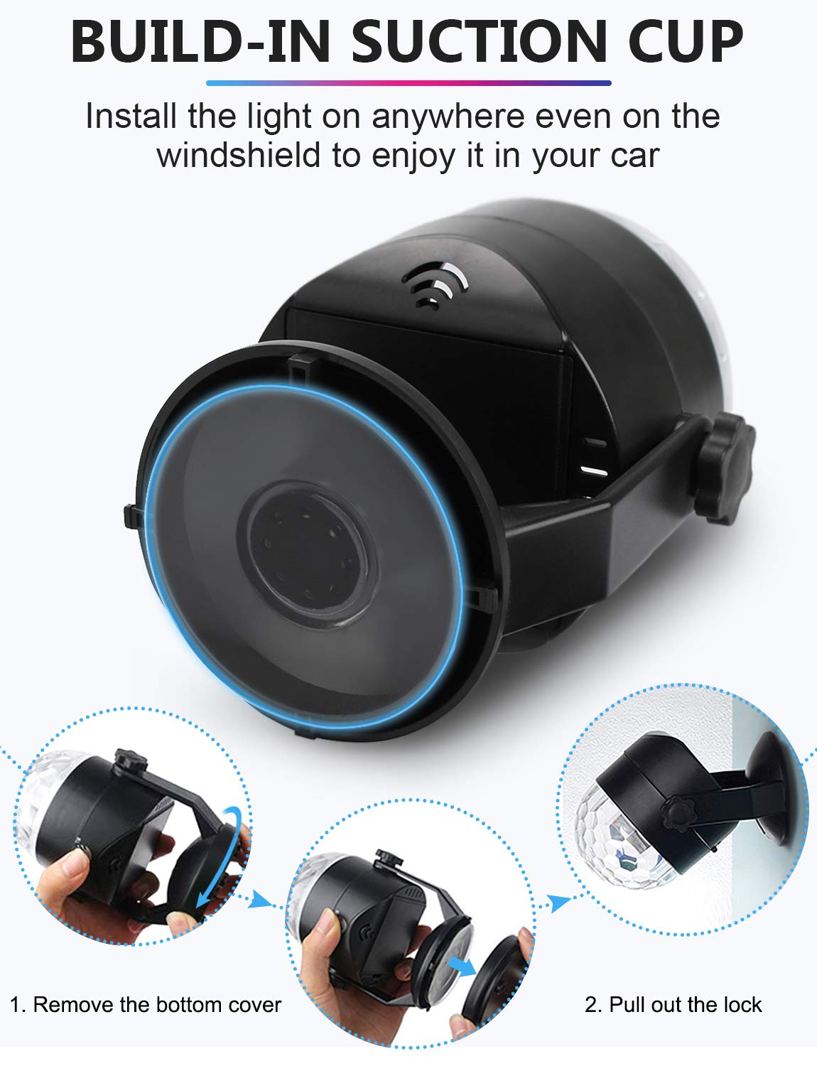 Luditek 2-Pack Portable Sound Activated Party Lights Indoor, Battery Powered/USB Dj Lighting, Disco Ball Strobe Light for Car Room, Adults Gifts, New Years Eve Party Supplies Christmas Decorations