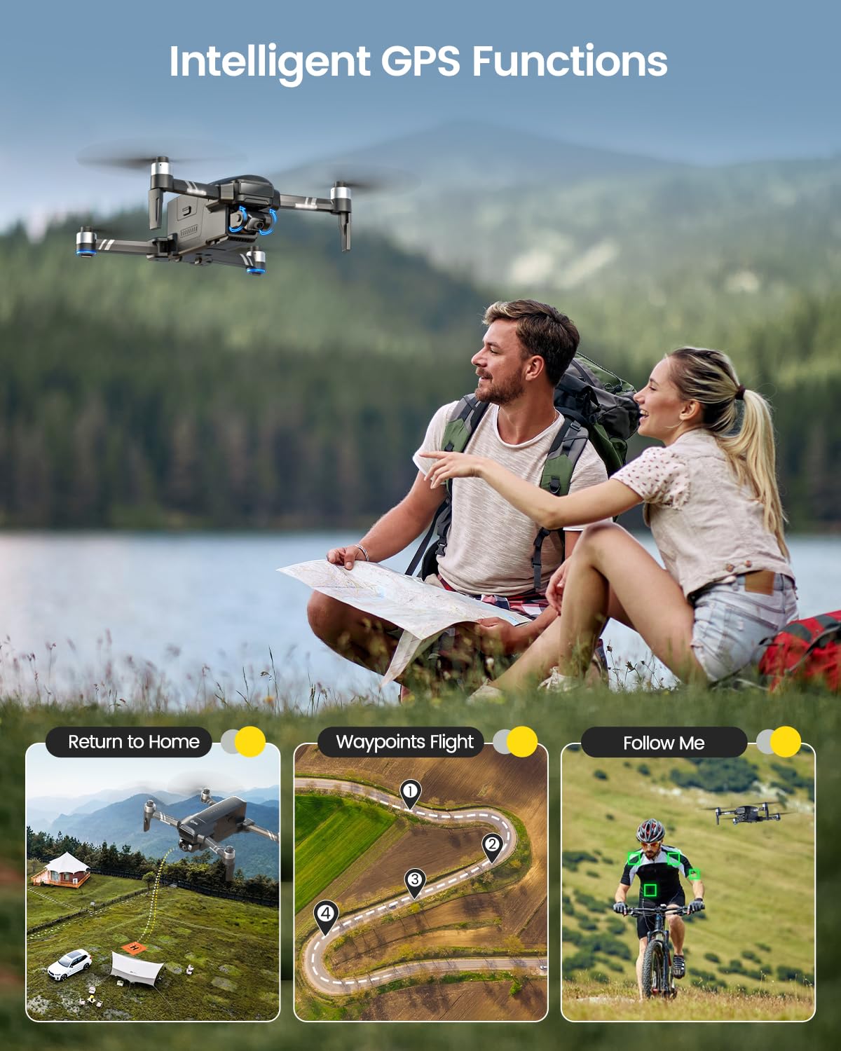 Holy Stone HS600 2-Axis Gimbal Drones with 4K EIS Camera for Adults, Integrated Remote ID, 2 Batteries 56-Min Flight Time, 10000 FT Range Transmission, GPS Drone with Brushless Motors, 4K/30FPS