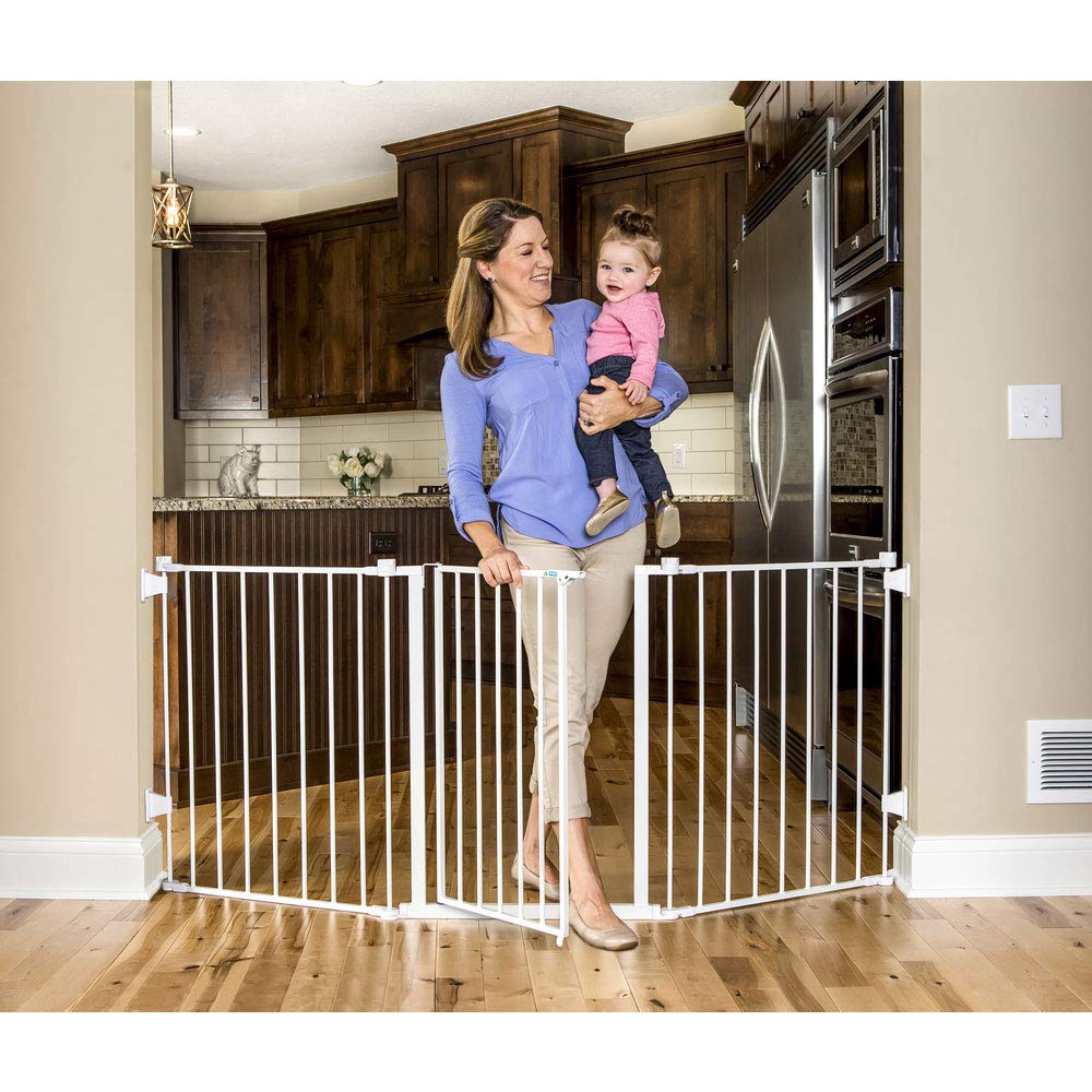 Regalo 76 Inch Super Wide Configurable Baby Gate, 3-Panel, Includes Wall Mounts and Hardware