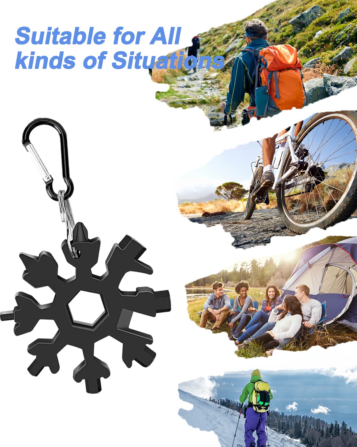 ZWZIOO Stocking Stuffers for Adults Men Women, Gifts for Men, 18 in 1 Snowflake Multitool, White Elephant Gifts for Adults, Christmas Gift for Men Who Have Everything, Cool Gadget for Boy, Him,Husband