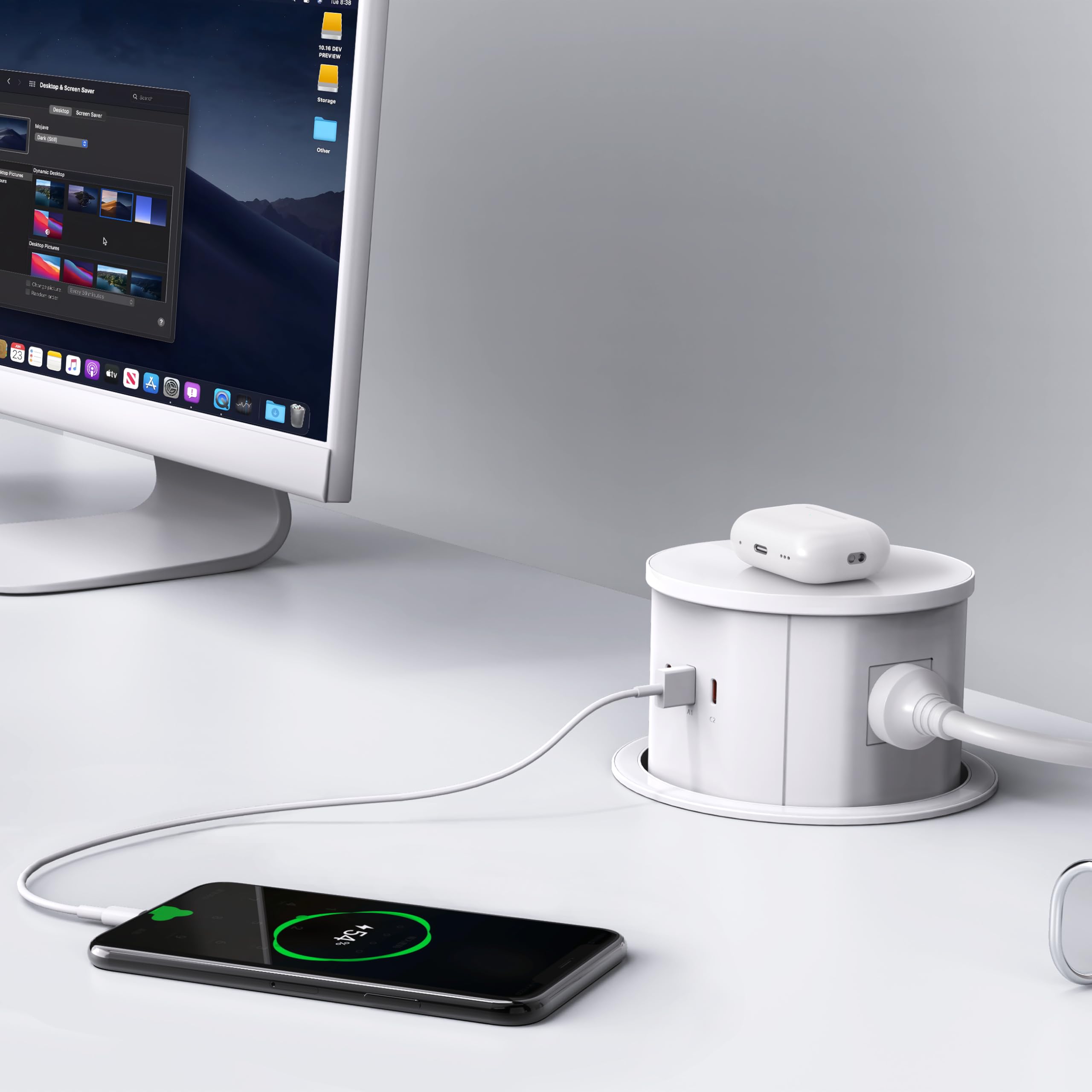 ANNQUAN 20 Amp Pop Up Countertop Outlet with 15W Wireless Charger,Max 65W Power Delivery,4.75" Pop Up Electrical Outlet with 3 Outlets 3 USB Ports for Home Office
