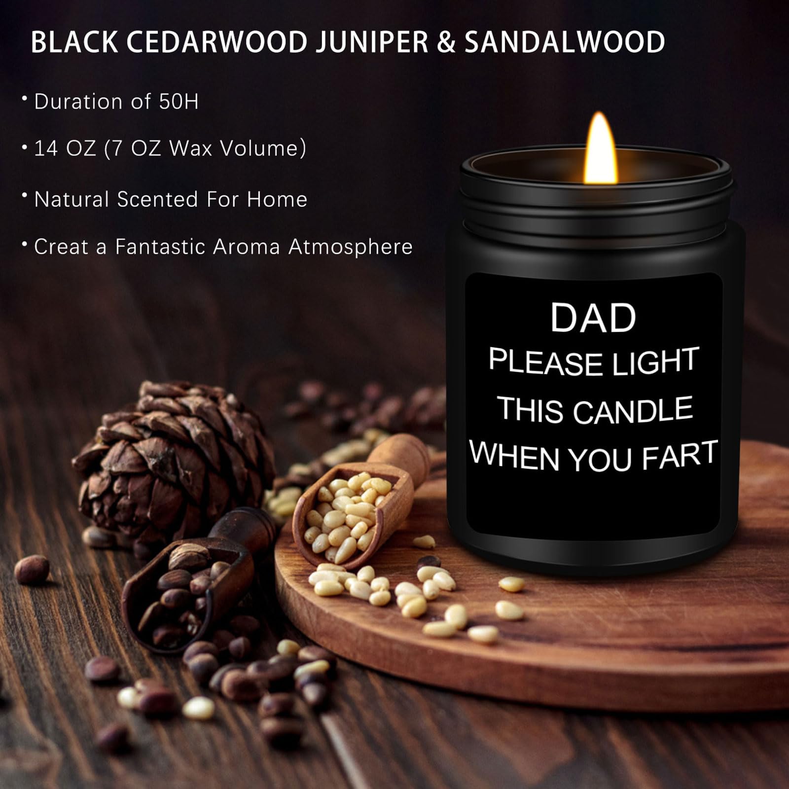 Homsolver Dad Gifts from Daughter Son,Dad Birthday Gift,Fathers Day Christmas Birthday Gifts for Dad,Sandalwood Scented Candle Gifts for Men (7OZ)