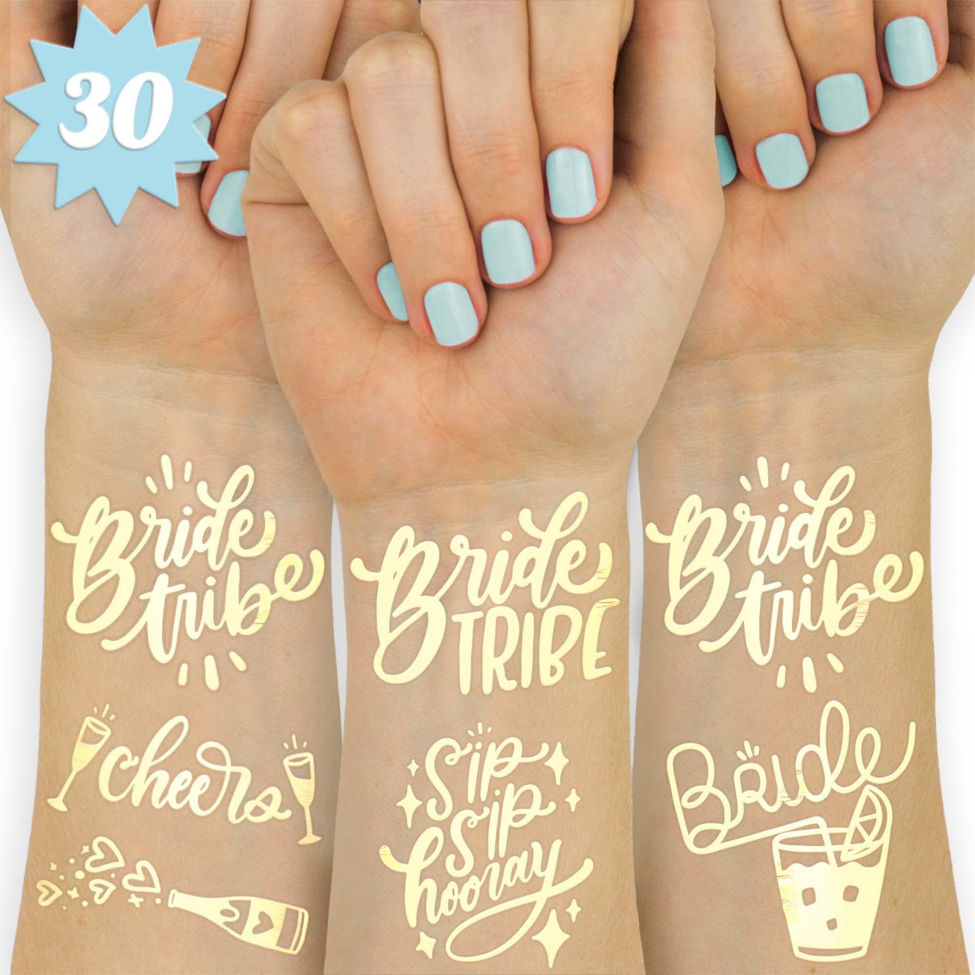 xo, Fetti 30 Bride Tribe Metallic Tattoos | Bachelorette Party Decorations, Bridesmaid Favor + Bride To Be gold