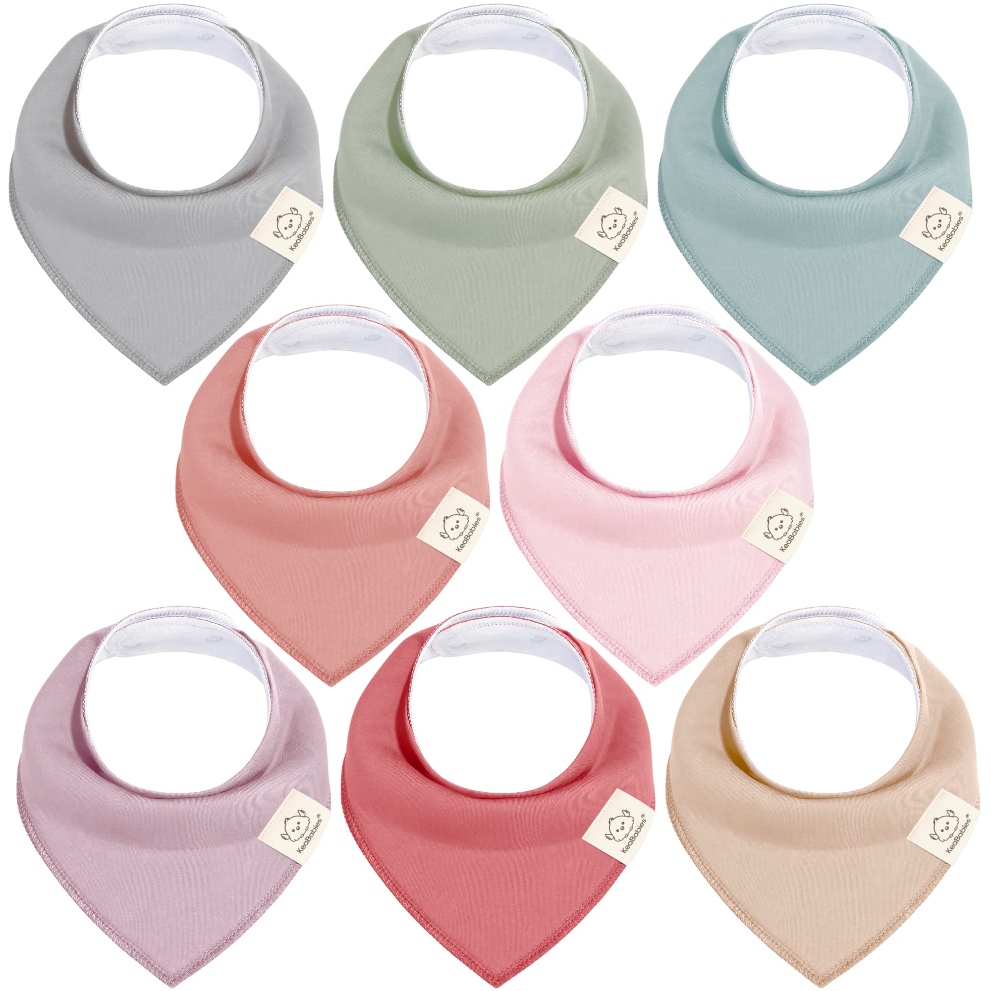 8-Pack Organic Baby Bandana Drool Bibs for Girls - Super Absorbent Baby Bibs for Baby Girls, Baby Boys, Soft Cotton Bandana Bibs, Baby Drool Bib, Teething Bibs for Infant, Toddler(Muted Pastel)