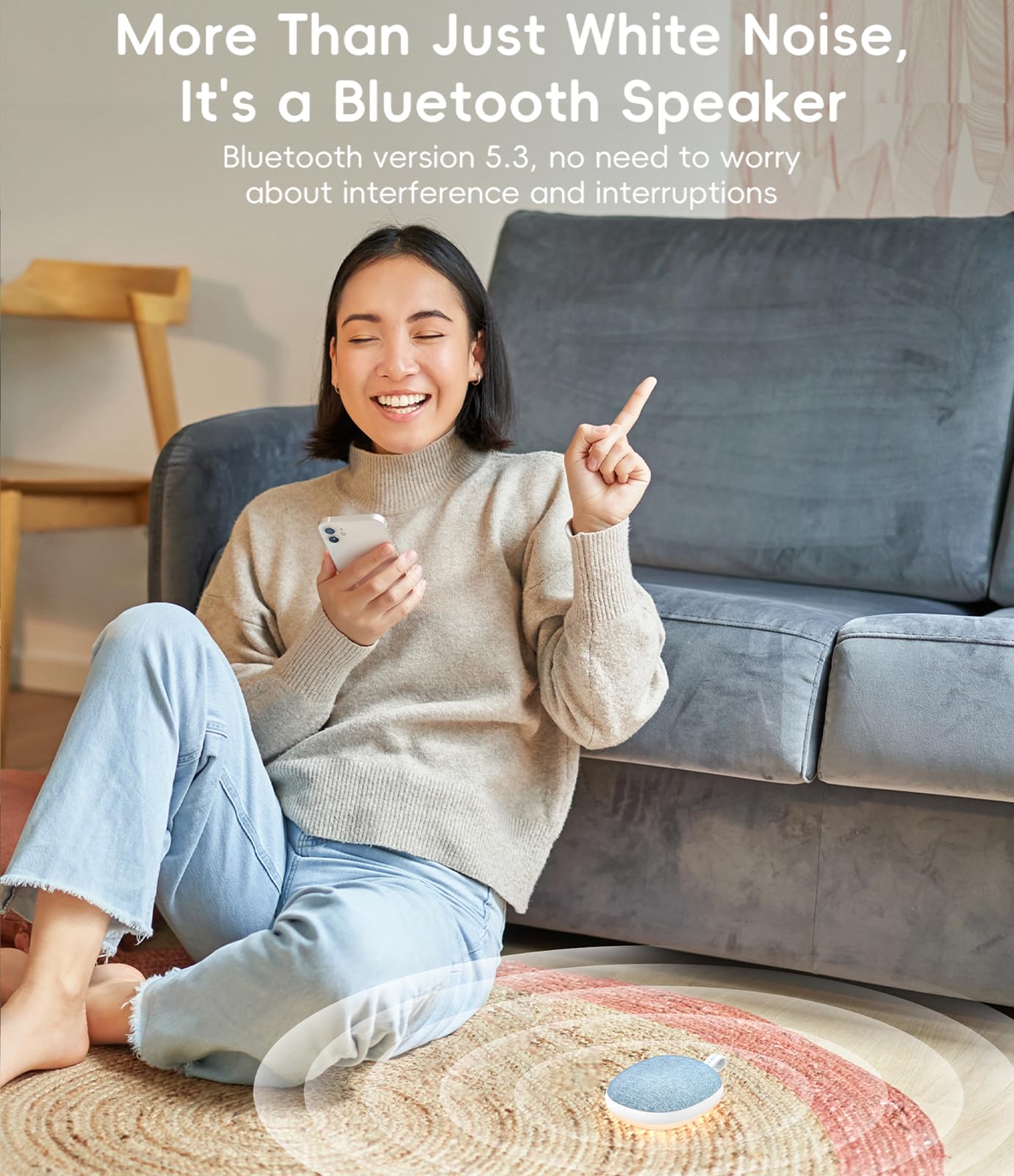 Enhanlife Portable White Noise Sound Machine: Baby Sleep Soother, Bluetooth Speaker, Rechargeable Battery, 4-Speed Timer, 6 Soothing Sounds Adult Therapy Aid for Trave (Purple, Portable)