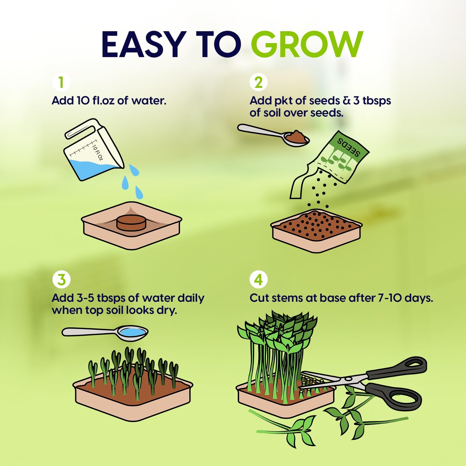 Complete Microgreens Growing Kit with 6 of The Most Popular Seed Varietes to Grow Nutritious Microgreens at Home.