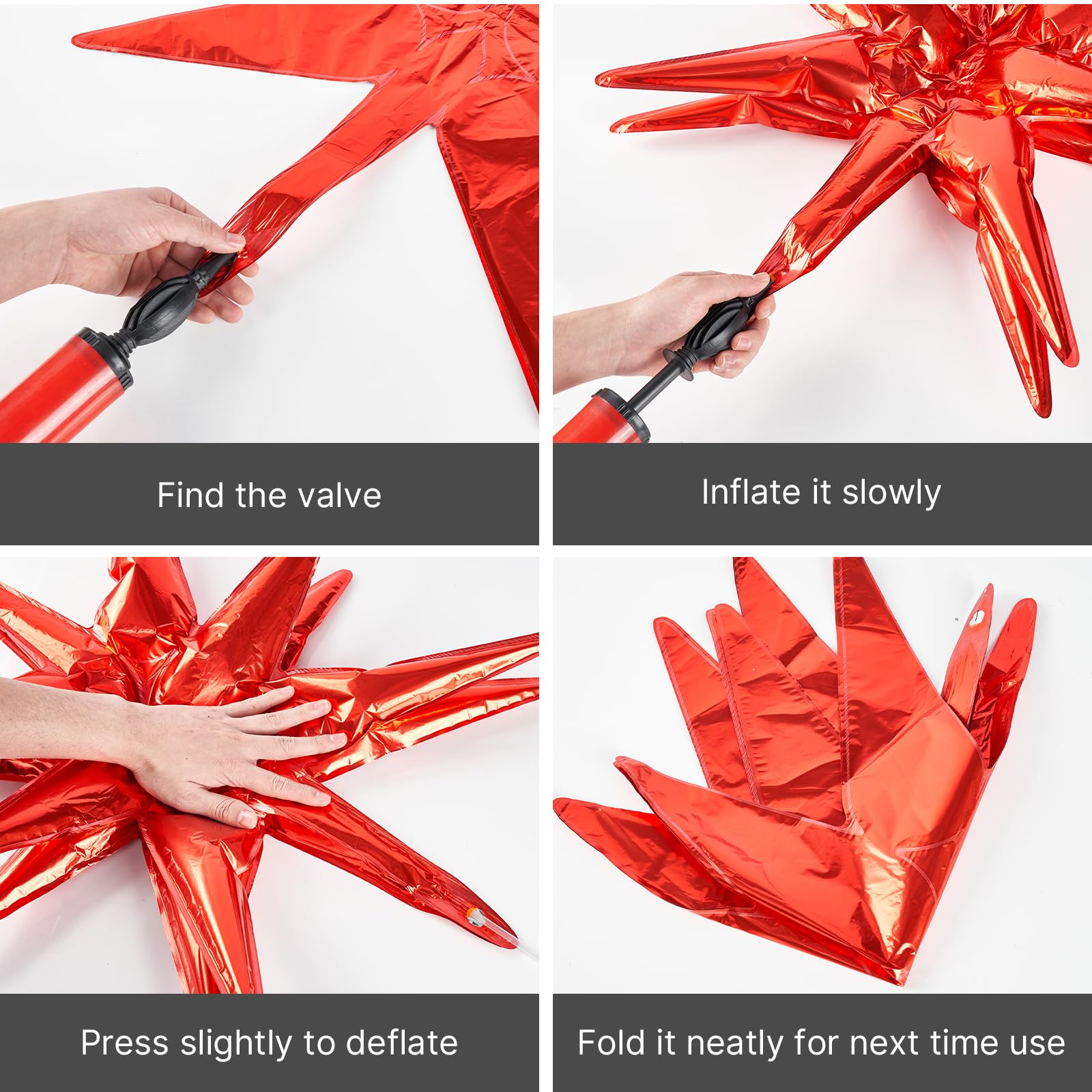 PartyWoo Metallic Red Star Balloons 110pcs Different Sizes 18 12 10 5 Inch Pack 22 Inch Red Spike Star Explosion Foil Mylar Balloon Arch Kit for Birthday Engagement Party Decorations Pink-G104