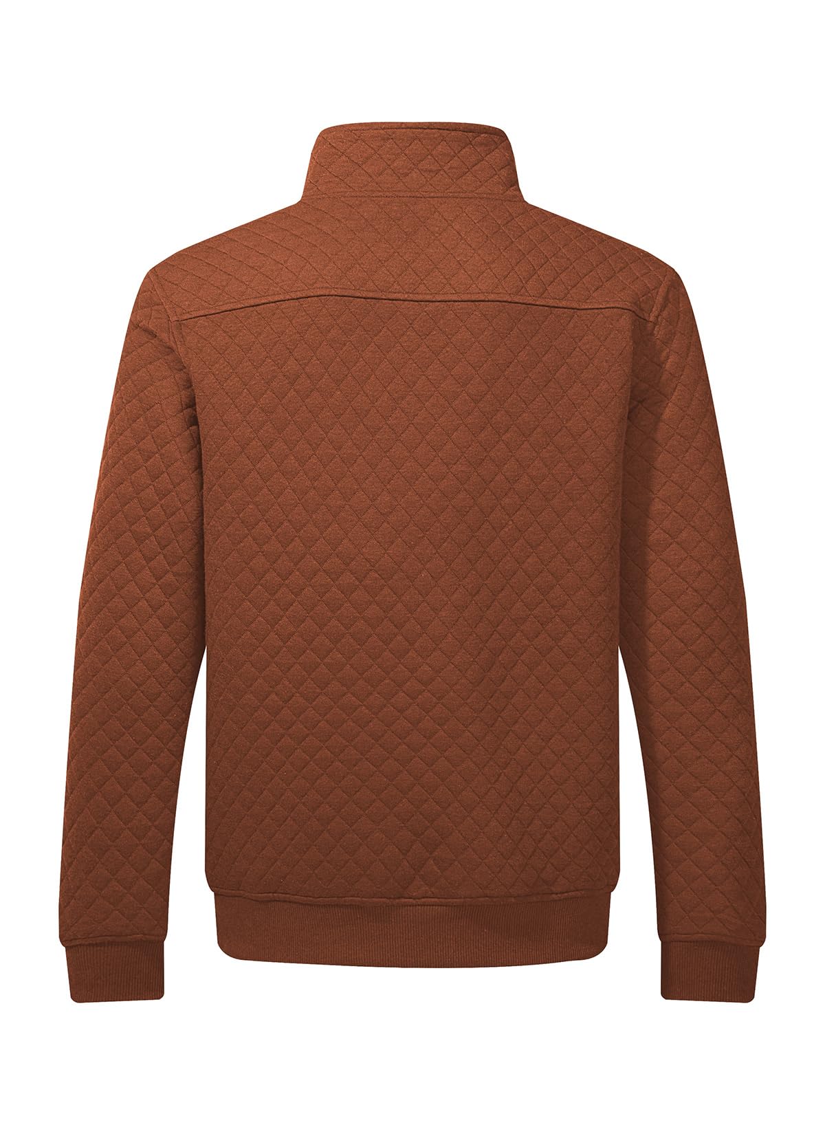 JMIERR Mens Quilted Sweatshirt Casual Long Sleeve Outdoor Stand Collar Quarter Button Fall Pullover Sweatshirts with Pocket, US 43(L), Orange