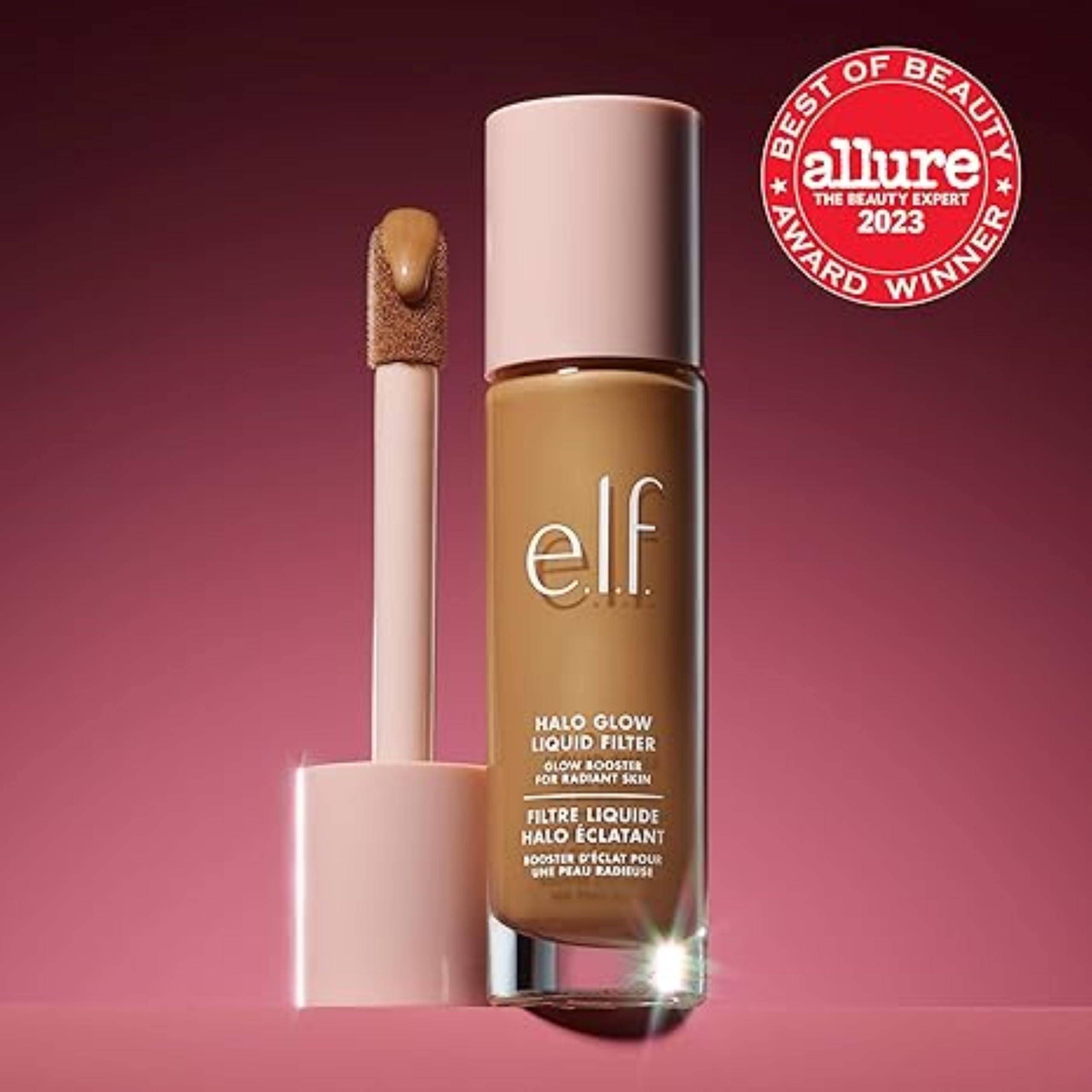 e.l.f. Halo Glow Liquid Filter, Complexion Booster For A Glowing, Soft-Focus Look, Infused With Hyaluronic Acid, Vegan & Cruelty-Free, 3 Light/Medium