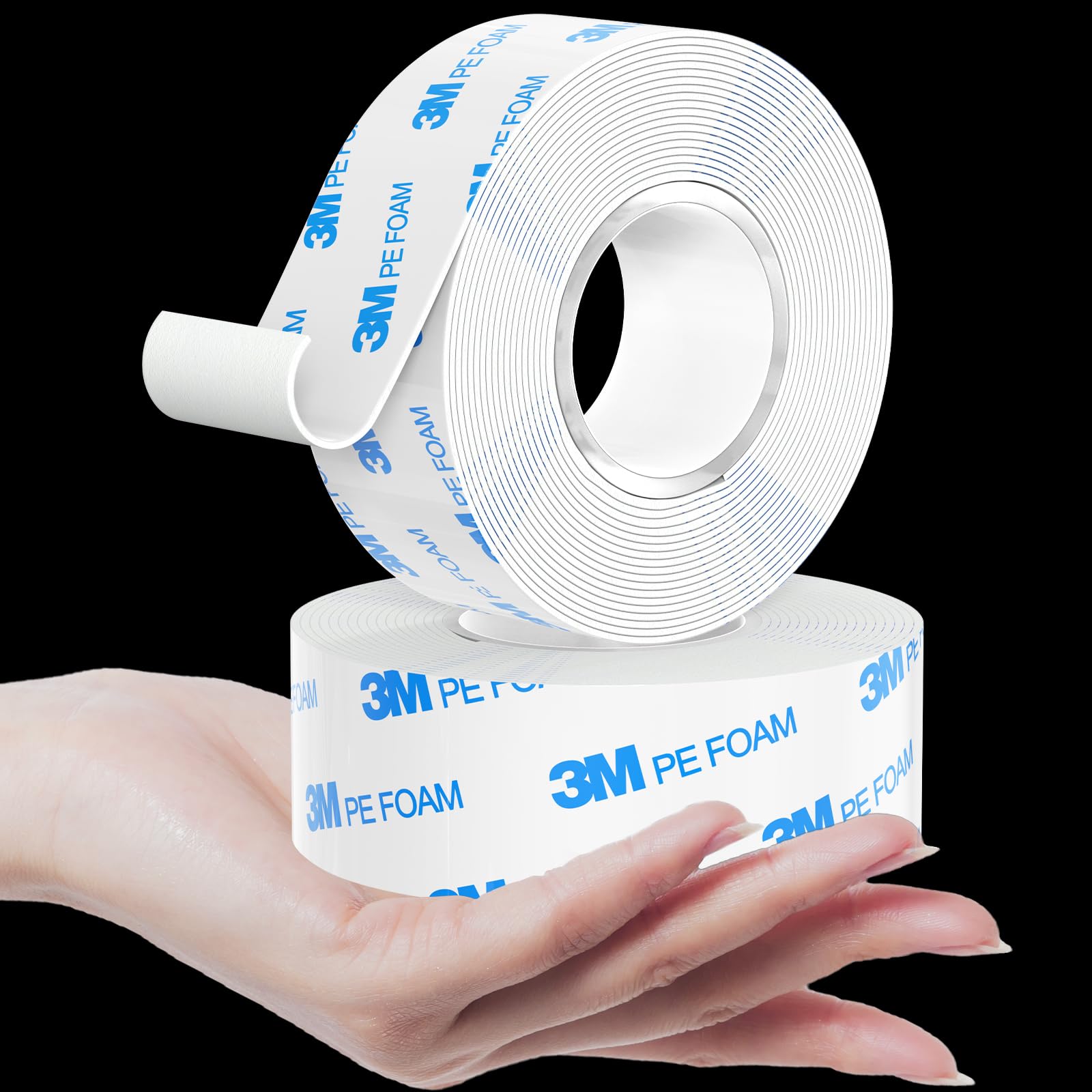 PHIXBEAR Heavy Duty Double Sided Tape, Made of 3M - Removable & No Damage, Waterproof, 1.18in x 19.68ft 2 Rolls, Ideal for Home & Auto