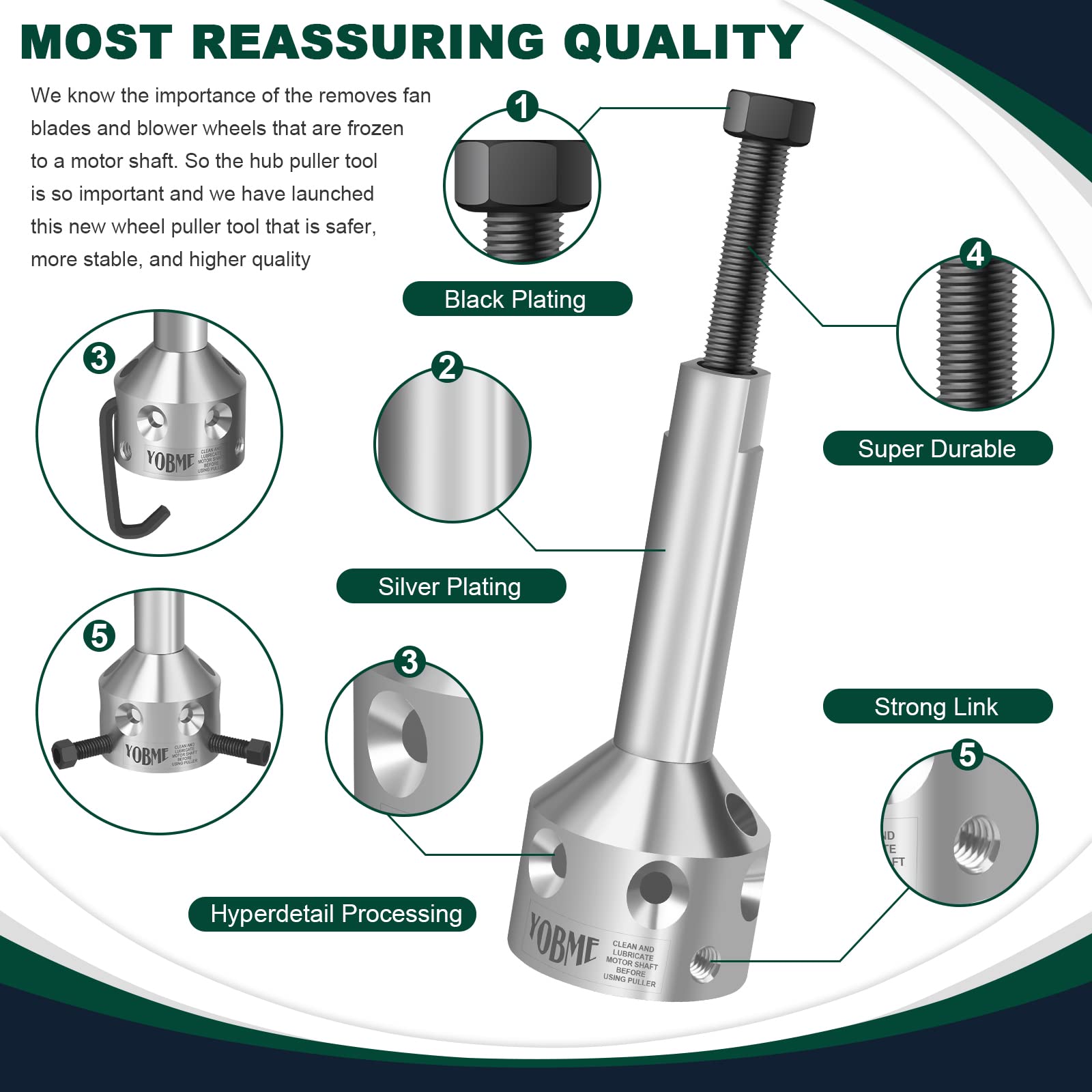 UP-1 Ultimate Hub Fan Blade Blower Wheel Puller Perfect for 5/8" Belt Drive and 1/2" Or Less Direct Drive Motor Shafts