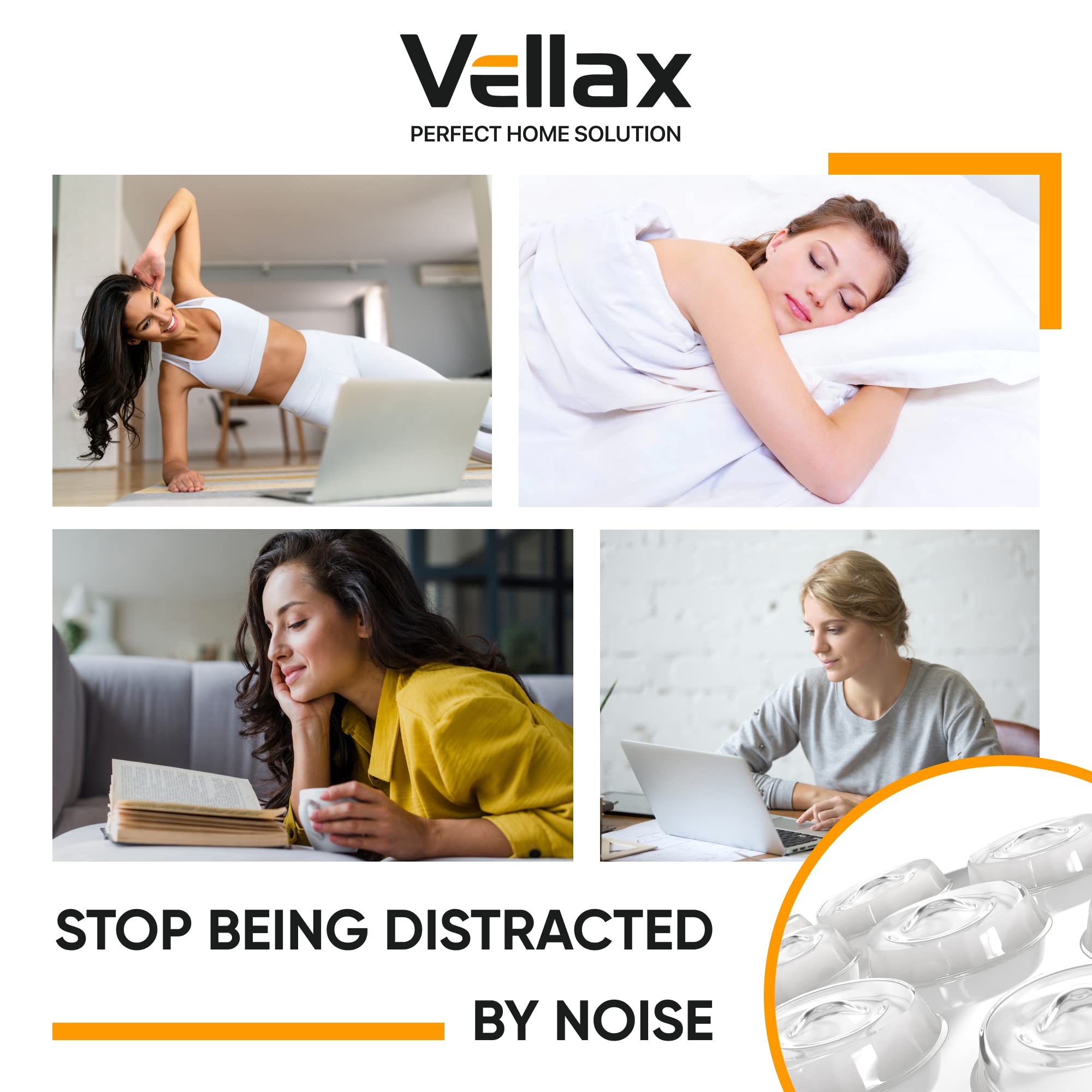 Vellax Cabinet Door Bumpers - Self Adhesive Pads, Cabinet Stoppers, Rubber Bumpers for Drawers, Cupboards, Cutting Boards, Glass Tops, Picture Frames, Kitchen Furniture