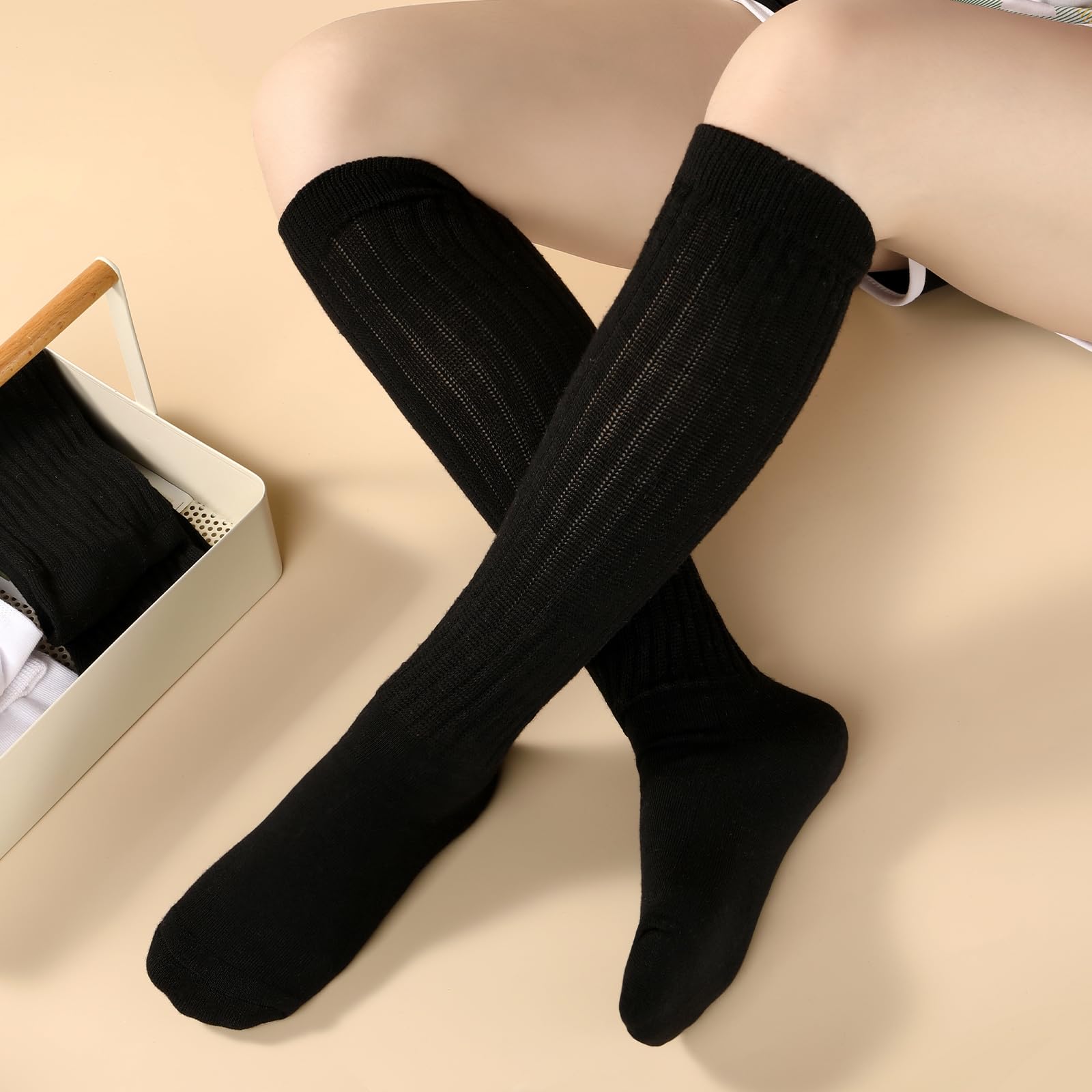 Pleneal 3 Pairs Slouch Socks Winter Long Boot Chunky Scrunch Socks, Knit Crew Knee High Boot Socks