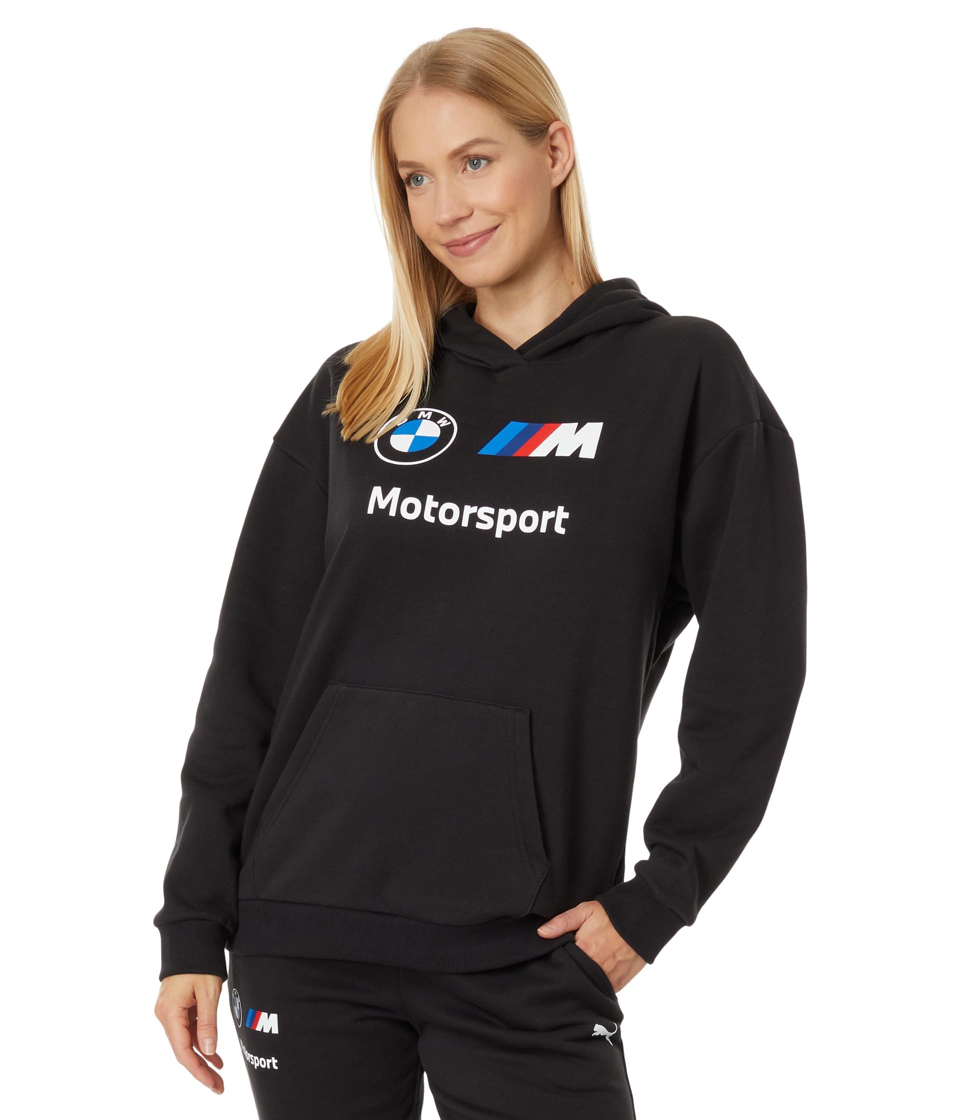 PUMA Women's BMW M Motorsport Essentials Logo Fleece Hoodie, Black, X-Large