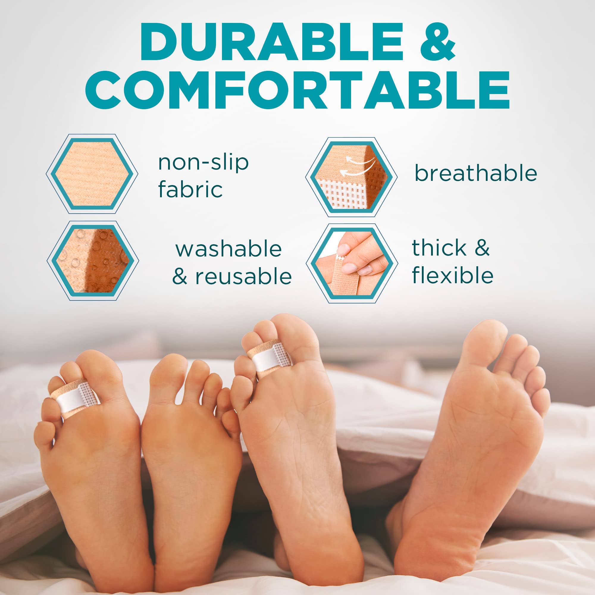 Homergy Hammer Toe corrector for Women and Men, 4 Pack, Reusable Fabric Buddy Wraps for Broken Toes, Hammertoe Corrector