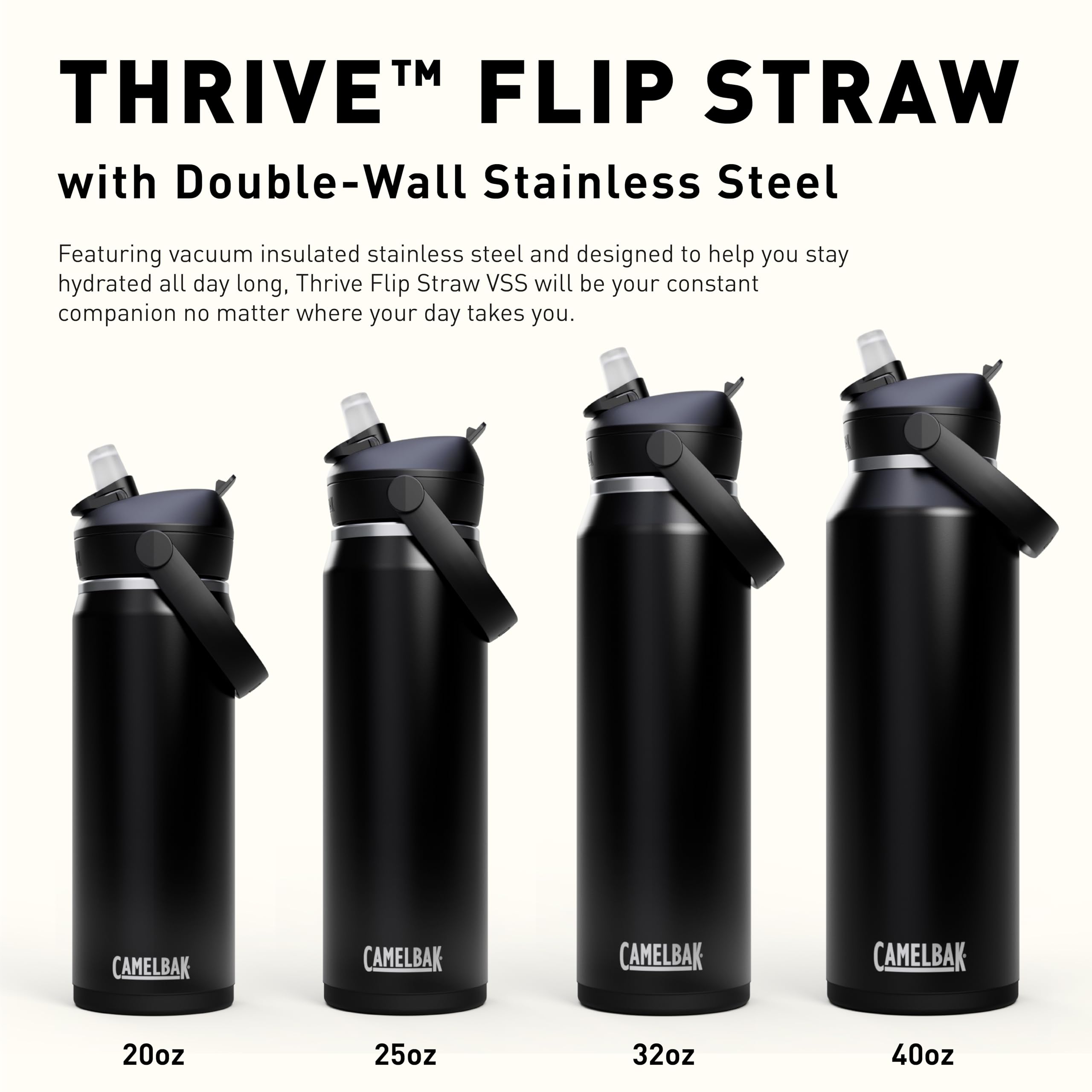 CamelBak Thrive Flip Straw Insulated Stainless Steel Water Bottle Sky Blue, 20oz
