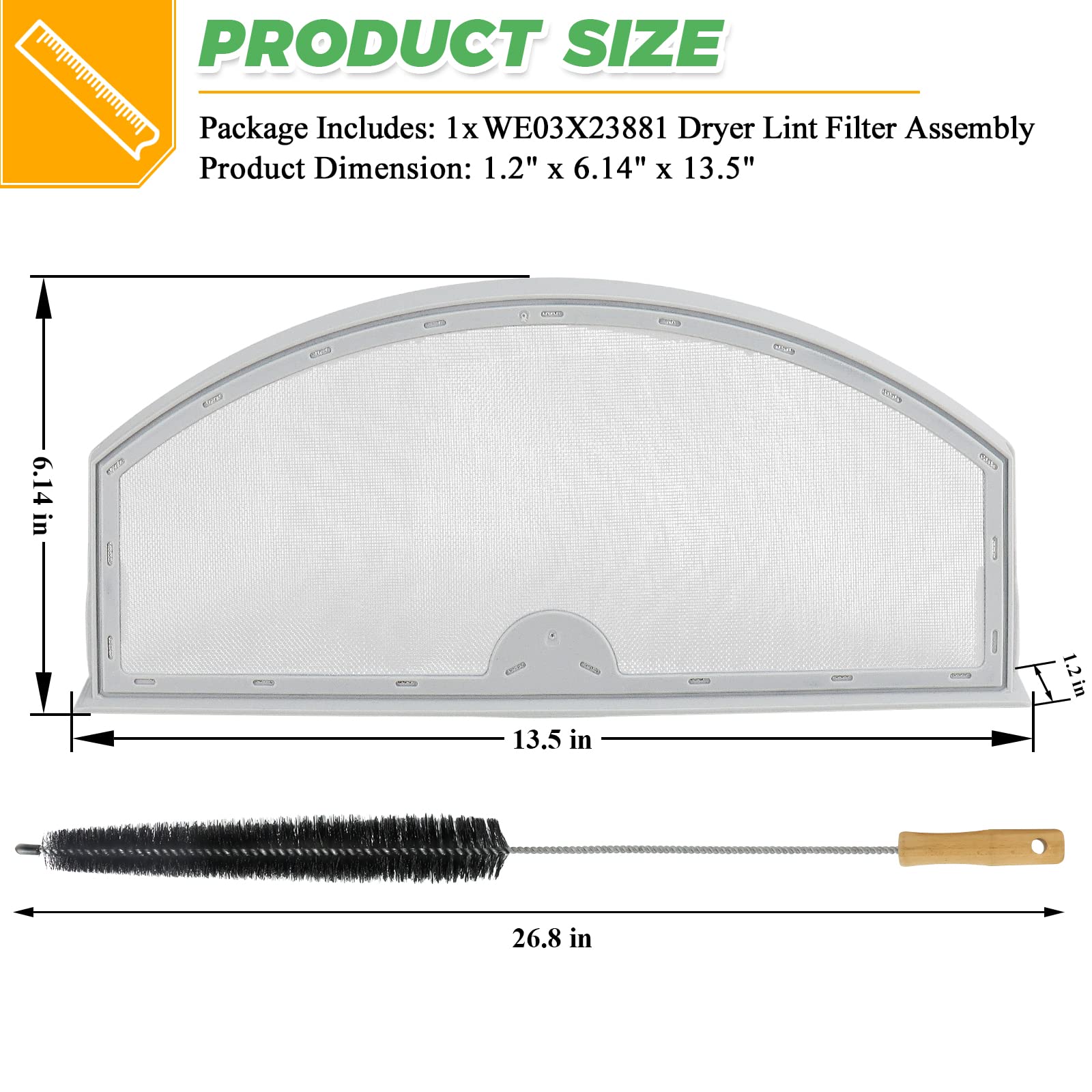 WE03X23881 Dryer Lint Screen Filter Replacement for GE Hotpoint GTD42EASJ2WW GTD33EASK0WW GTX22EASK0WW dryer lint filter - Stainless Steel we03x23881 ge dryer lint screen replacement by Techecook