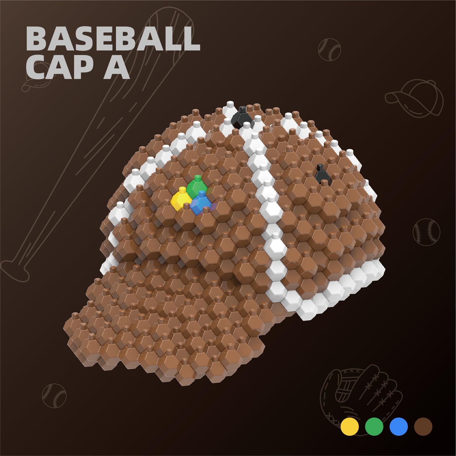 KADELE Baseball Cap Block Set, Adults challenging STEM Block Decorations, Miniature 3D Educational Toys for Ages 14 and Above