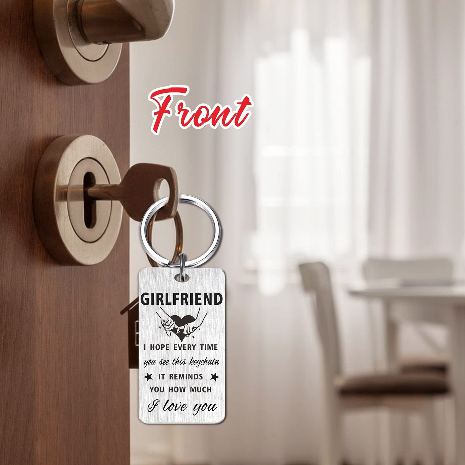 Gezxin Gifts for Girlfriend Romantic, I Love My Girlfriend Keychain from Boyfriend, Cute Girlfriend Birthday Anniversary Present for Women Her, Sentimental Girlfriend Valentine Mother's Day Christmas