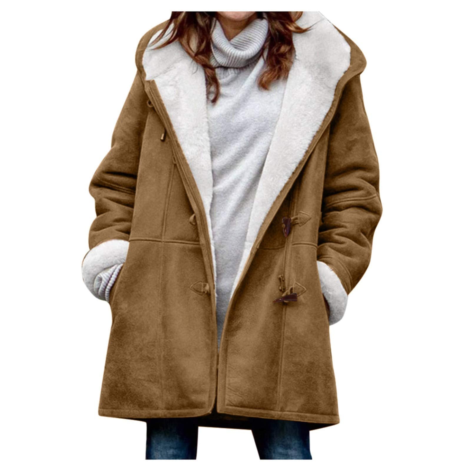 SHAOBGE Of Today Todays Winter Jackets For Women Clearance,Winter Coats For Women 2024 Warm Plus Size Fleece Lined Jackets Button Down Sherpa Fur Hooded Parka Peacoat Outerwear 2024