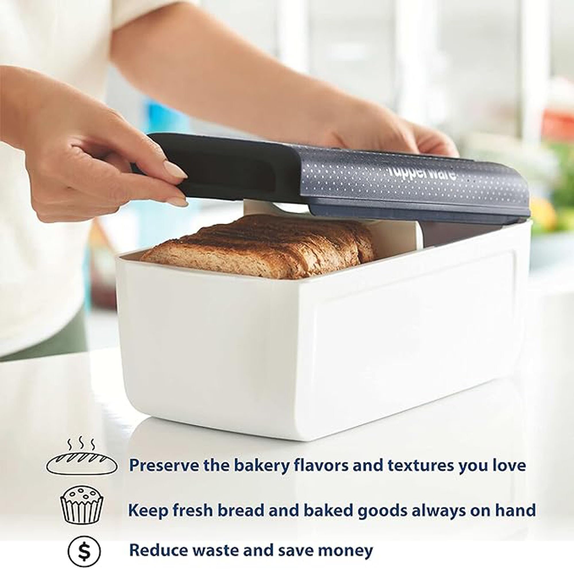 UGpine Bread Storage Box Large Capacity Bread Storage Container With Airtight Lid Household Dustproof Breathable Toast Pastry Sandwich Bagel Crisper with Holes