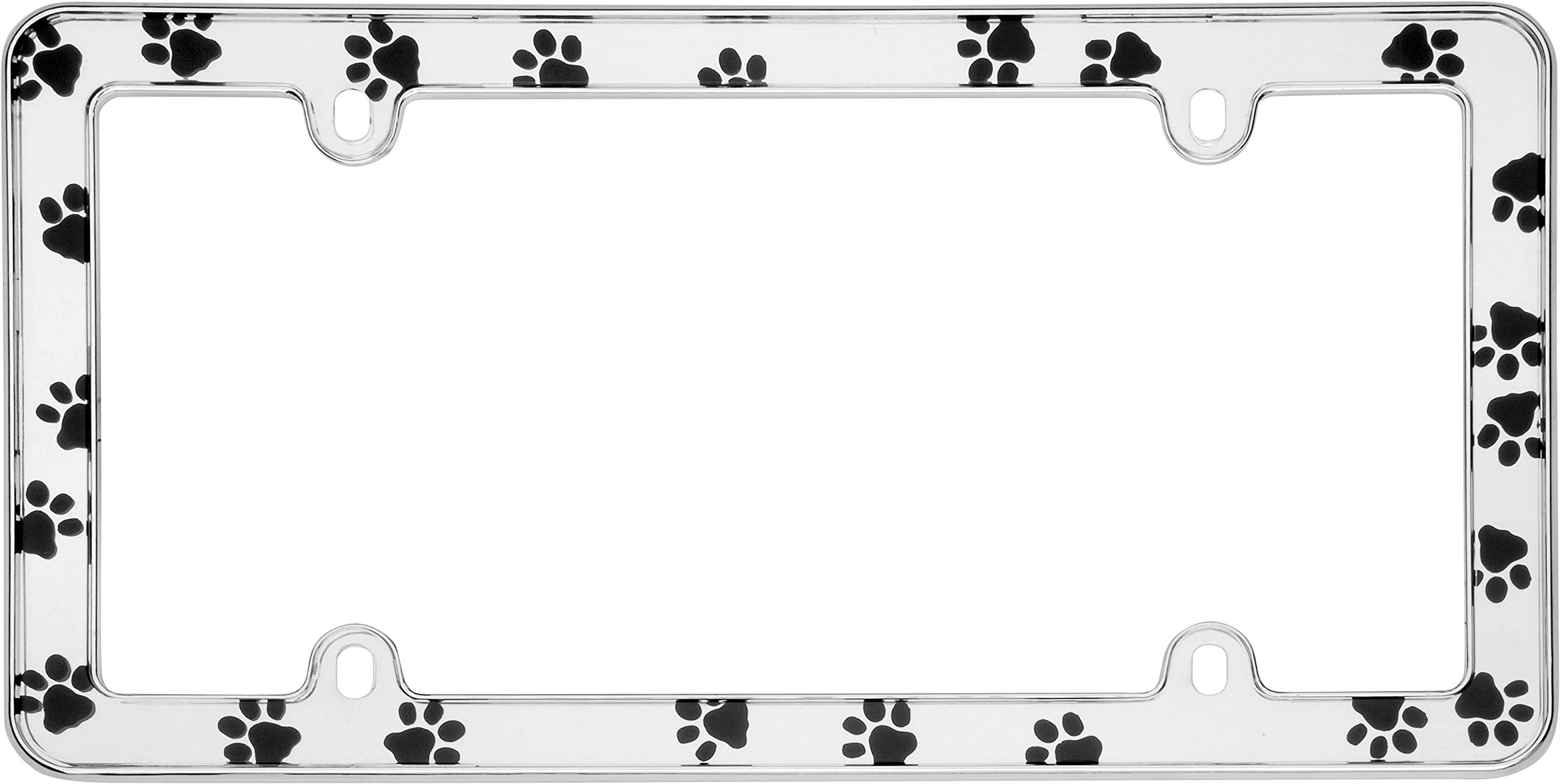 Cruiser Accessories 23033 Paws License Plate Frame - Chrome, White, Standard