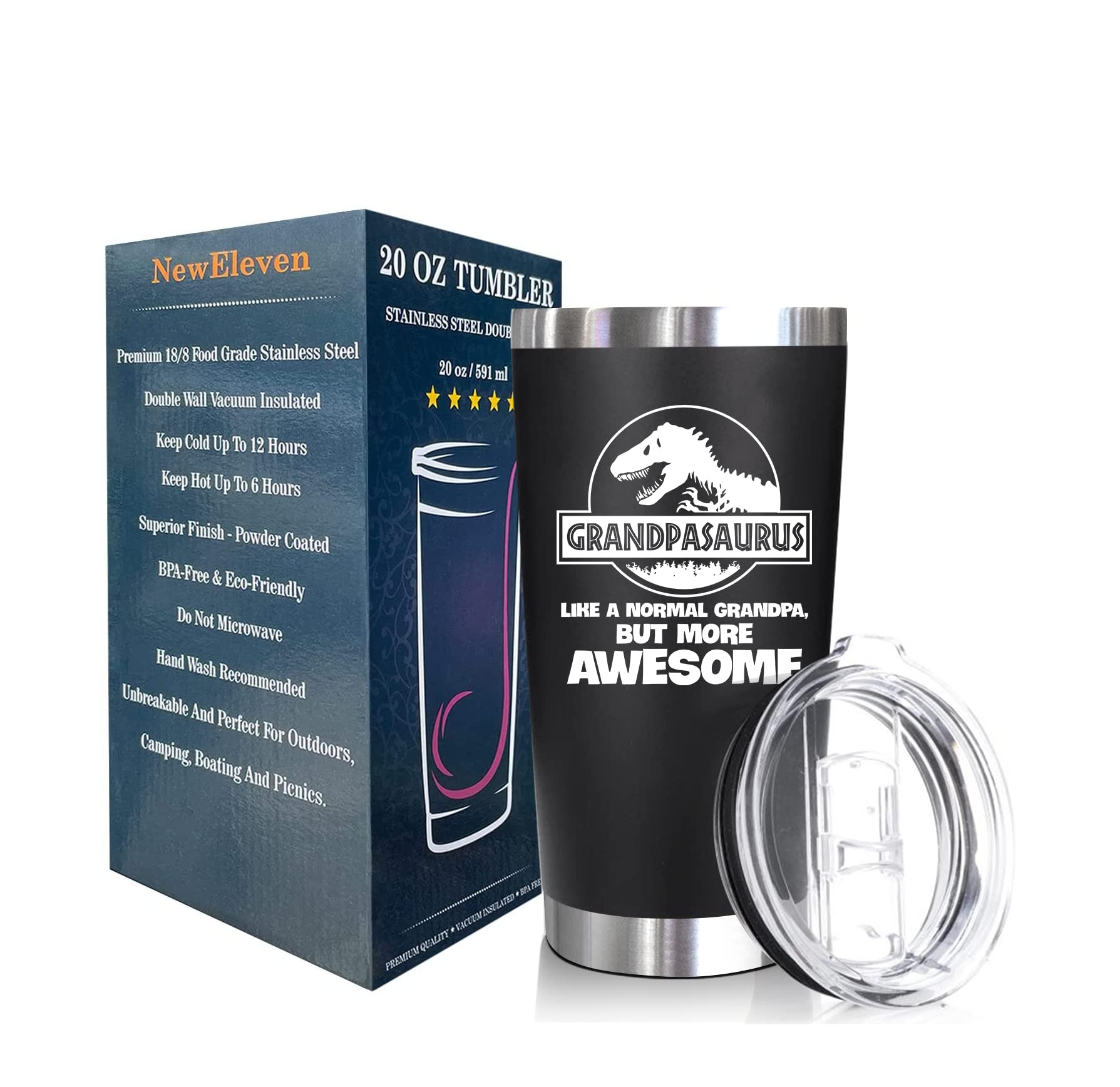 NewEleven Christmas Gifts For Grandpa - Grandpa Gifts From Granddaughter, Grandson - Birthday Present Ideas For Grandfather, New Grandpa, Promoted To Grandpa, Grandchildren, Grandkid - 20 Oz Tumbler