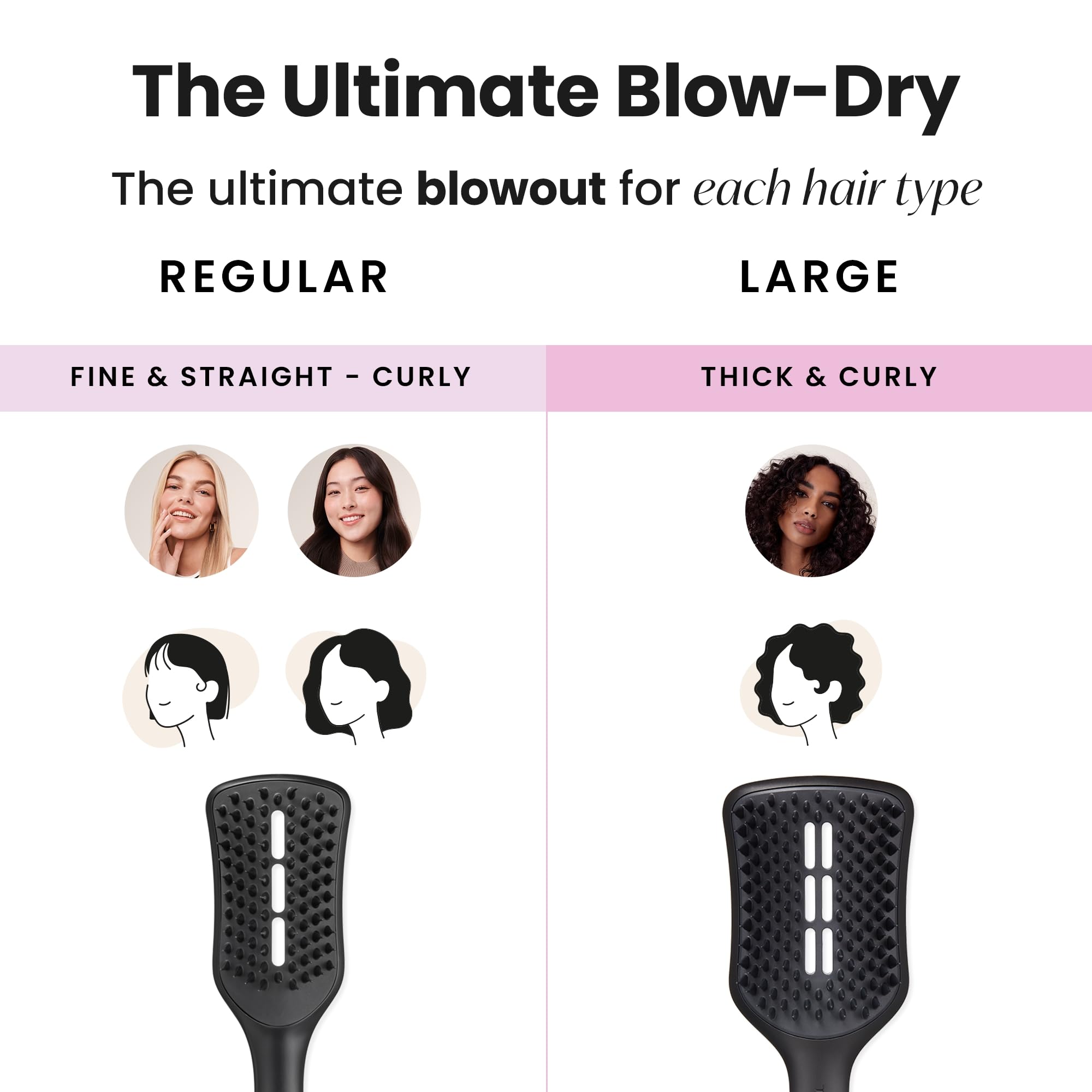 Tangle Teezer Ultimate Blow Dry Brush, Vented Hair Brush for a Quick & Easy Blowout, Adds Volume & Lift, for Fine to Medium Hair Types, Jet Black