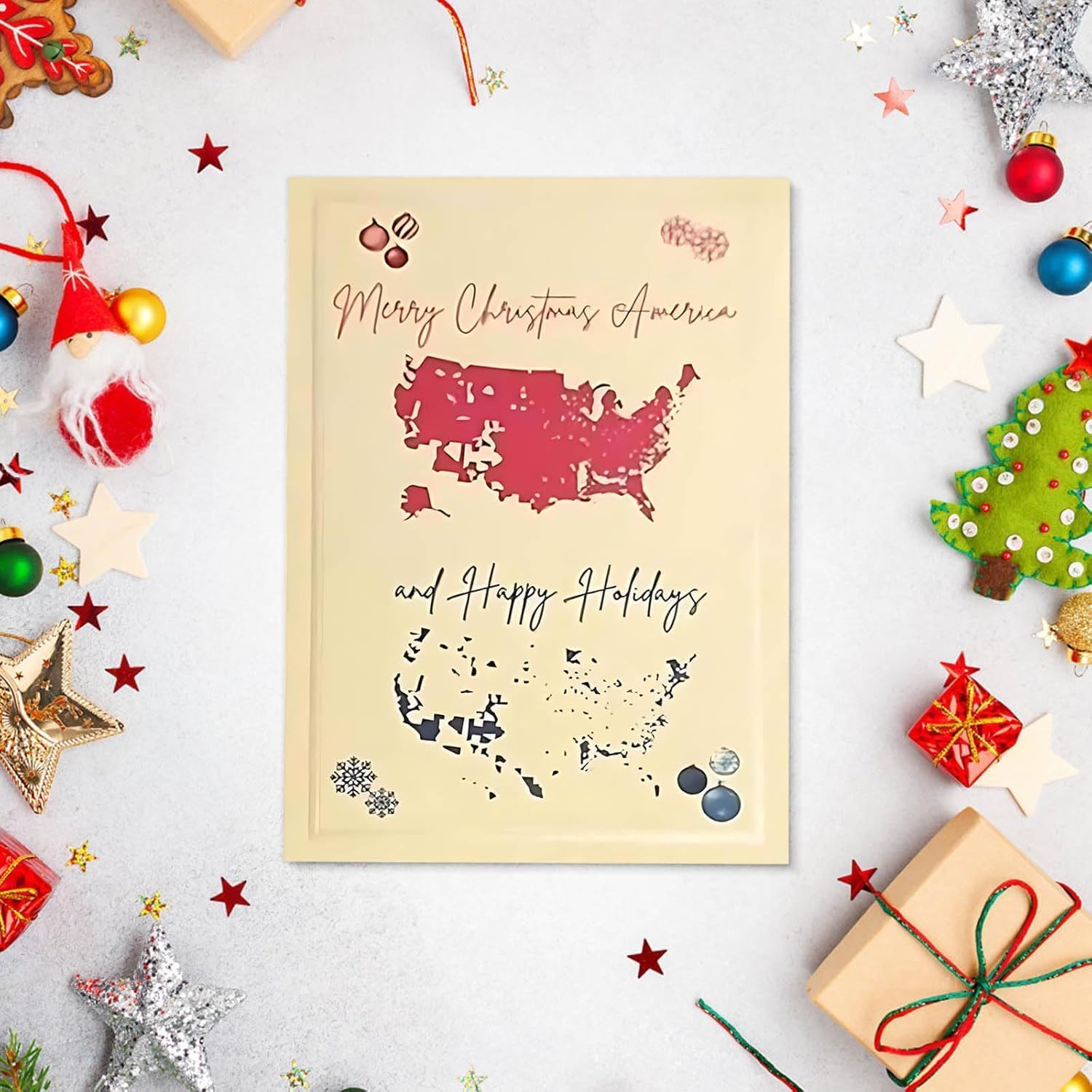 2024 Merry Christmas America Card, 2024 Presidential Election Map Cards, Patriotic Christmas Cards, Funny Greeting Cards Holiday Cards Xmas Gifts (10Pcs)