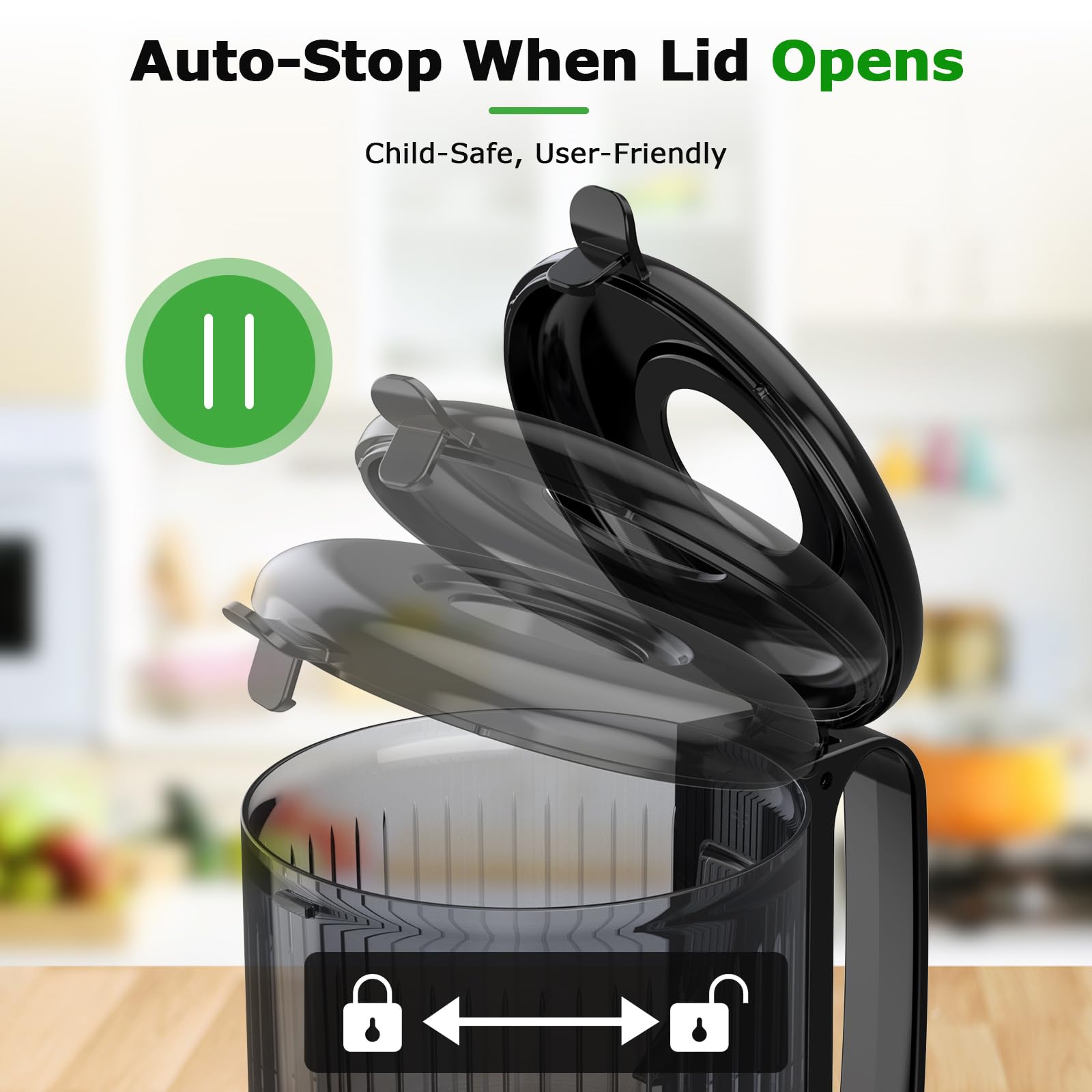 OMMO Cold Press Juicer Machines: 5.1" Wide Feed Chute Slow Masticating Juicer for Whole Fruits & Vegetables, Easy to Clean, High Juice Yield, BPA Free, Grey