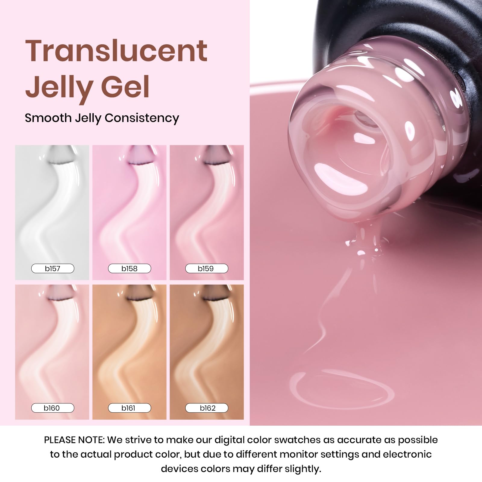 Beetles Gel Polish 6 Colors Jelly Winter Gel Nail Polish Set Gift, Milky White Sheer Pink Nude Brown Translucent Soak Off Uv Nail Gel Diy Art for Girls Women Ultimate Monochrome Collection