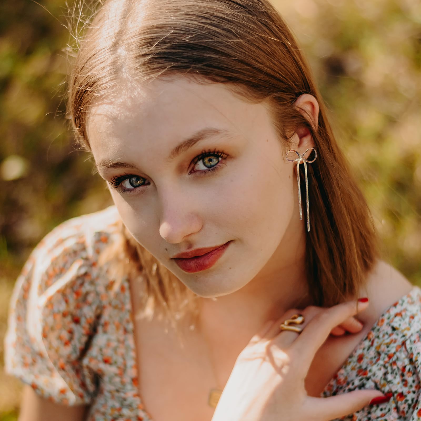 Long Chain Bow Dangle Drop Tassel Earrings for Women Statement Ribbon Fringe Waterfall Dangling Wedding Prom Fashion Jewelry Gift
