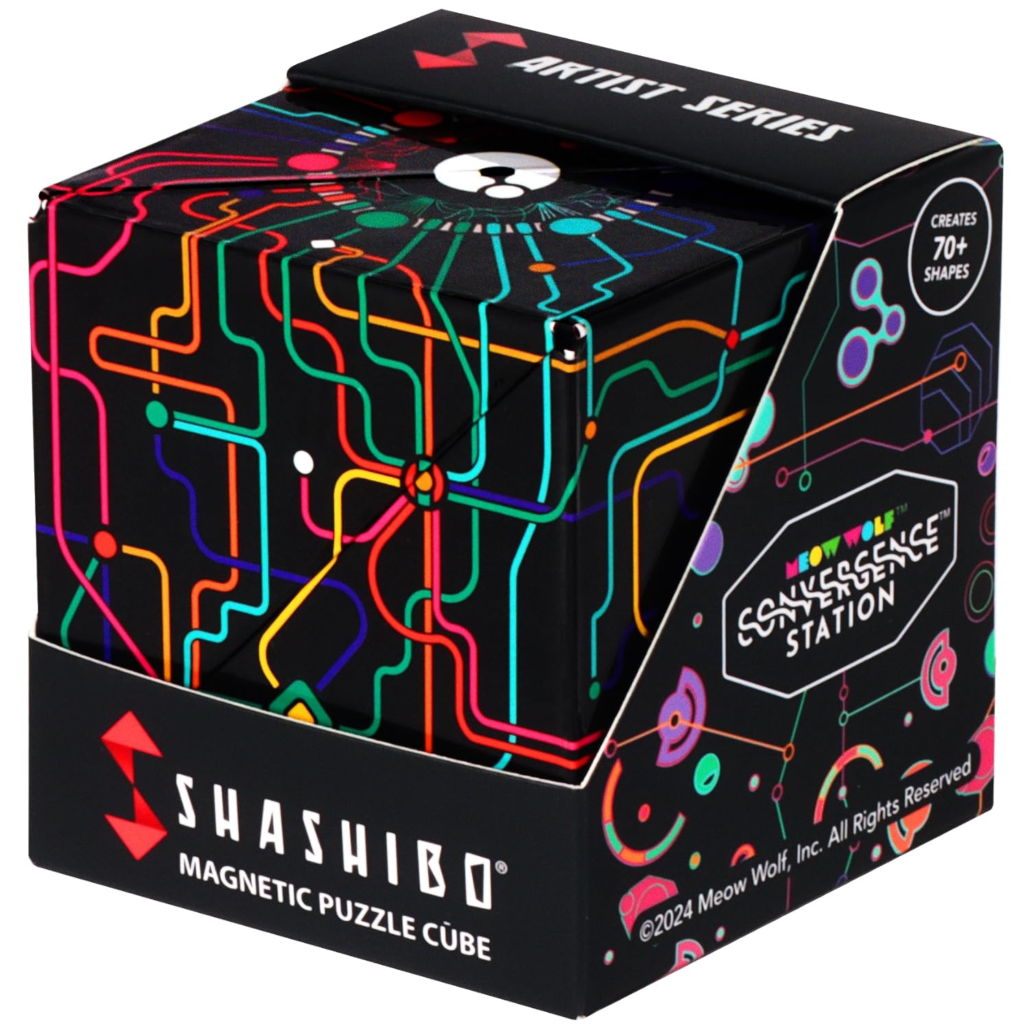 SHASHIBO Meow Wolf- Shape Shifting Box - Award-Winning, Patented Magnetic Puzzle Cube w/ 36 Rare Earth Magnets - Fidget Transforms Into Over 70 Shapes (QDOT Map)