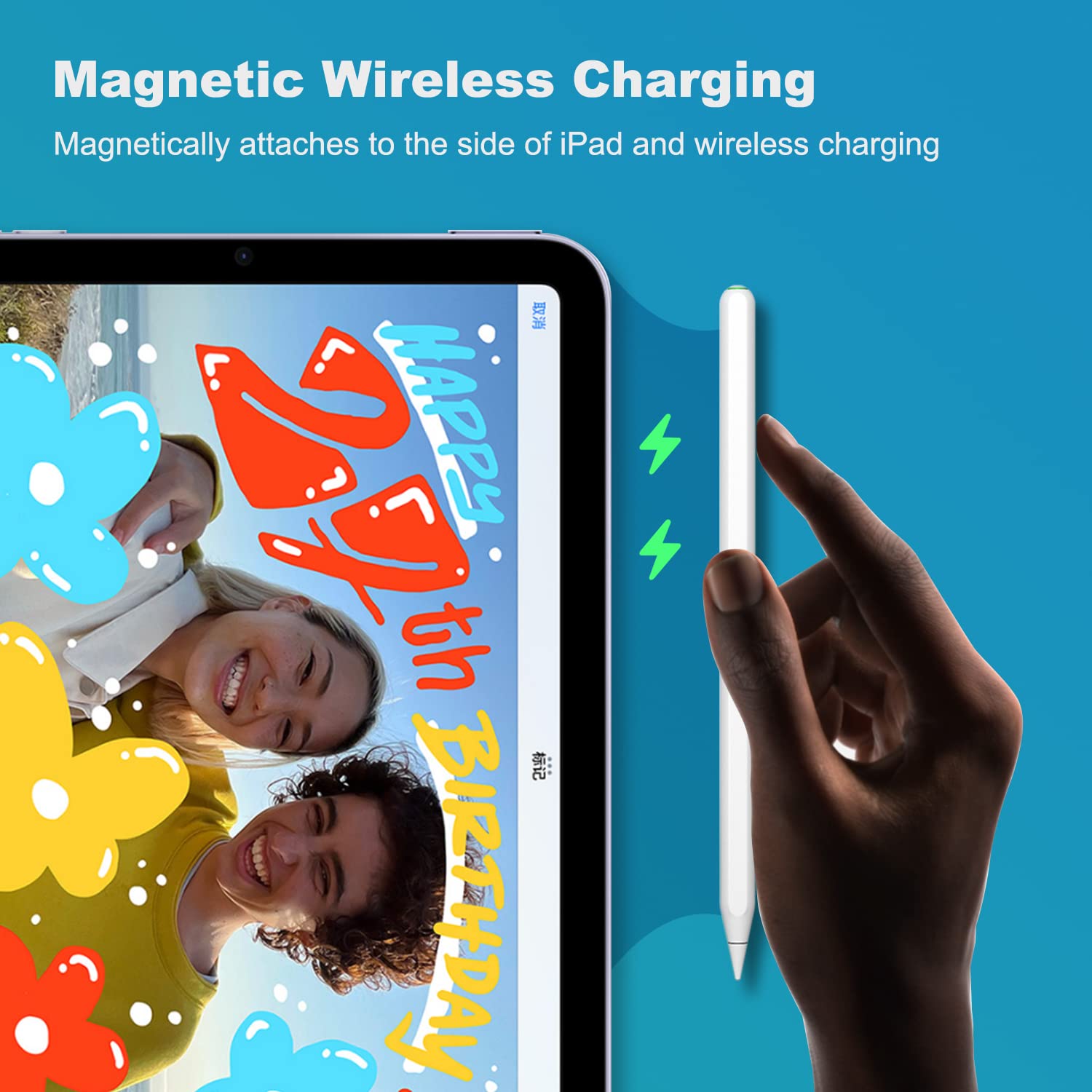 iPad Pencil Same as Apple Pencil 2nd Generation Magnetic Wireless Charging, Fast Charging & Long Lasting iPencil Compatible with iPad Pro 11in1/2/3/4, iPad Pro12.9in3/4/5/6, iPad Air4/5, iPad Mini 6