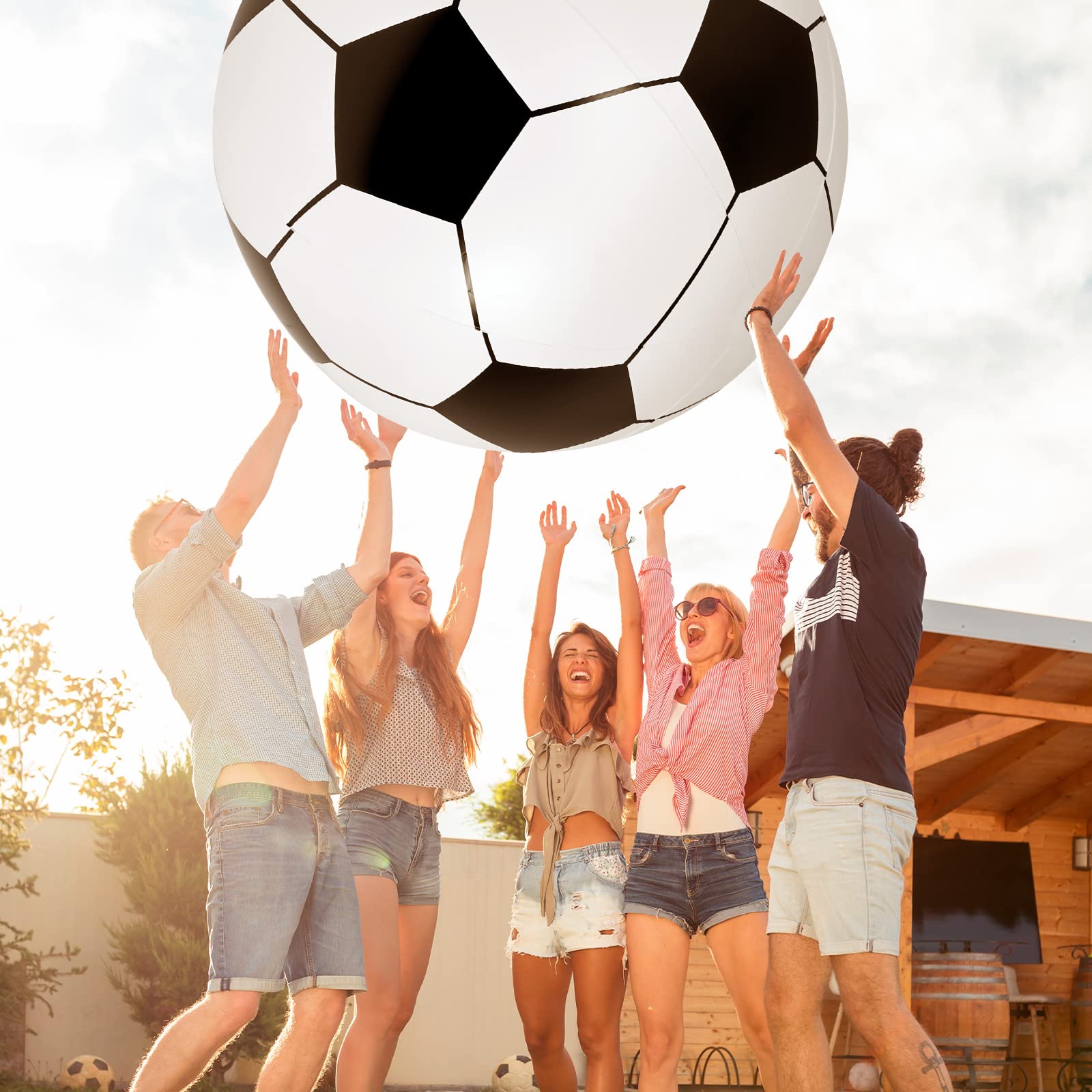 Lewtemi 6.5 Ft / 78 Inch Big Inflatable Giant Soccer Ball Large Inflatable Sport Ball Oversized Football for Outdoor Game Pool Decoration Toys(Soccer,6.5 Ft)