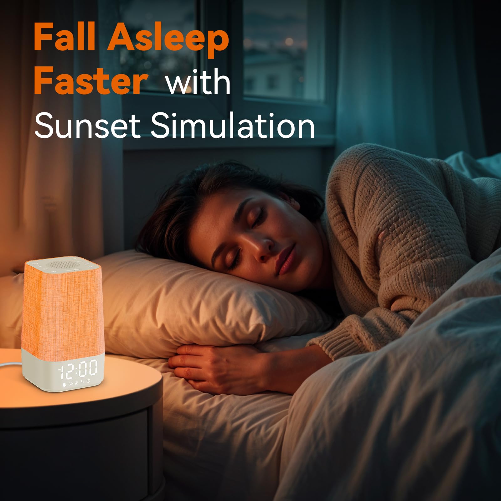 Wkzay White Noise Sound Machine: 30 Soothing Sounds, Sunrise Alarm Clock for Adults Gentle Wake Up, Adjustable Volume & Night Light, Timer - Easy to Sleep, Relax, Focus