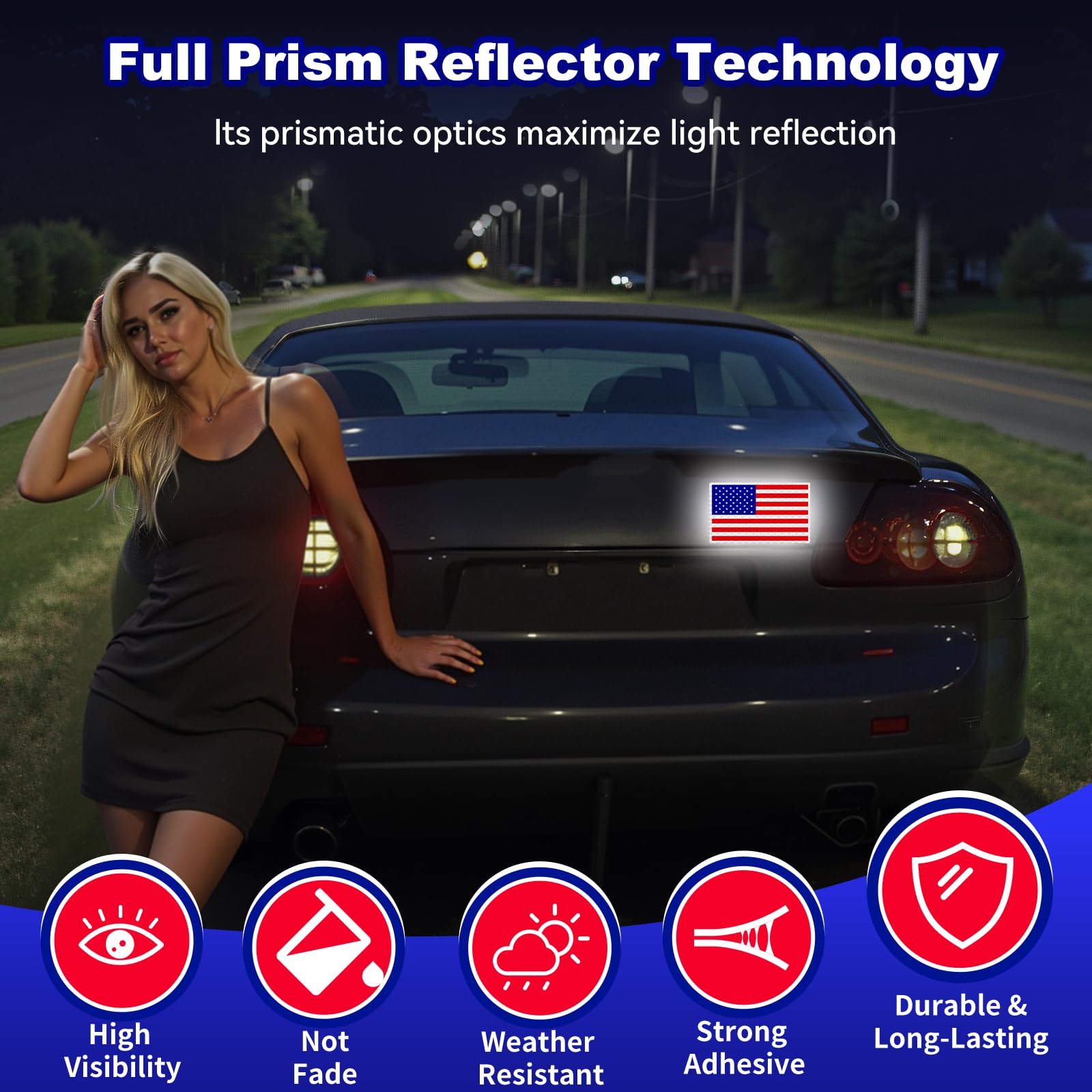 PHIXBEAR American Flag Stickers, Made of 3M DG3, Decals Reflective at Night, Sunscreen Non-Fading, for Cars, Motorcycles, and Mailboxes, Show Your Patriotism and Sense of Justice, 5x3 in (3 Pieces)