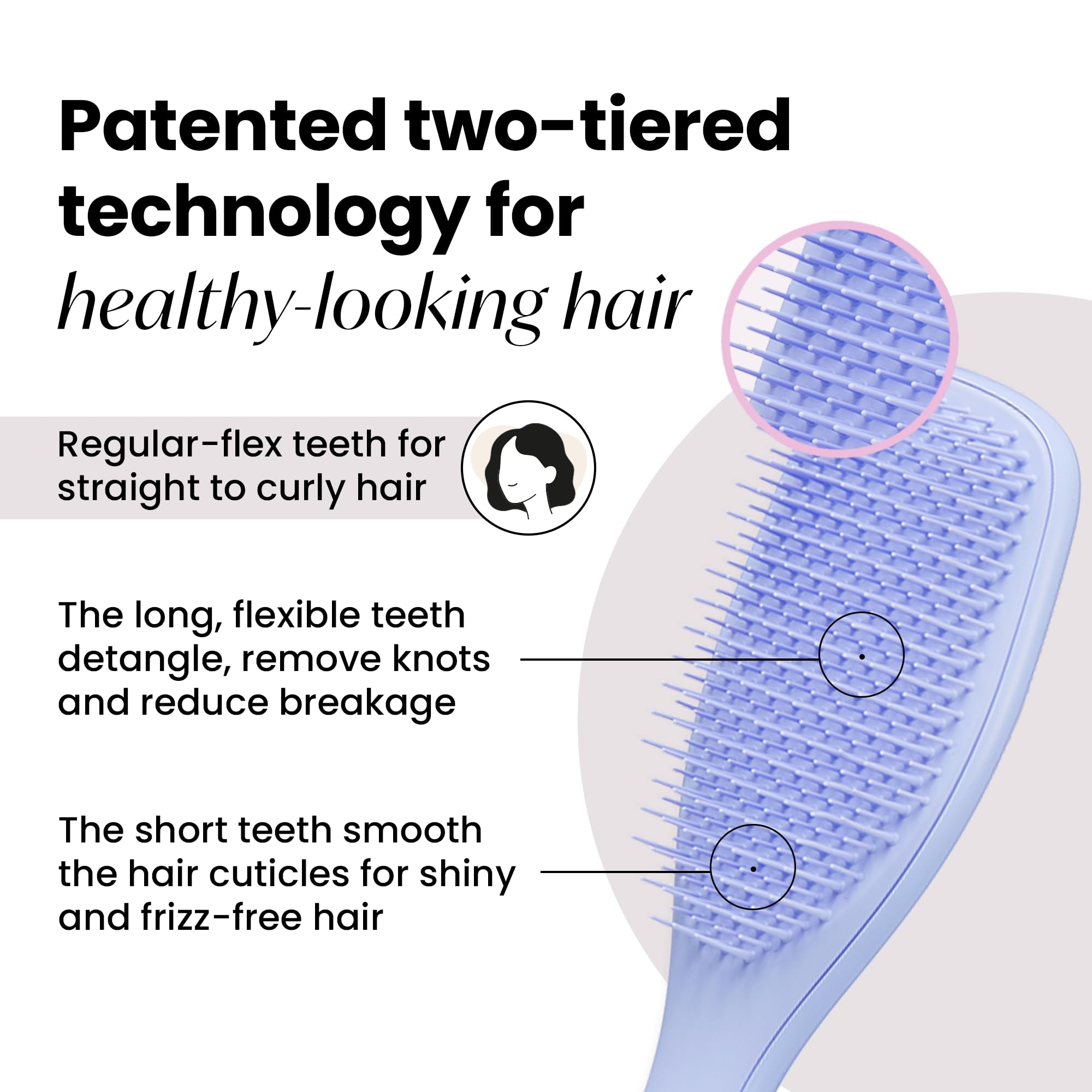 Tangle Teezer Ultimate Detangler Brush for Wet & Dry Hair, Eliminates Knots & Reduces Breakage for All Hair Types, Sweet Lavender