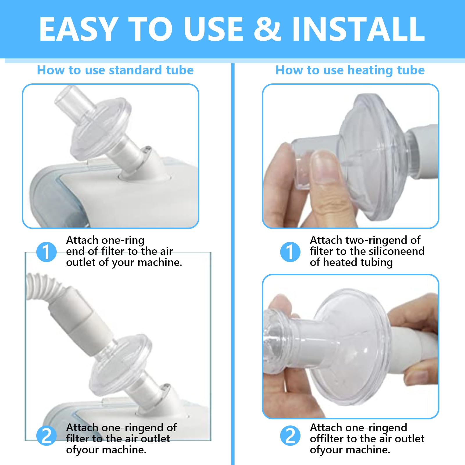 Universal Inline Filters Compatible with CPAP and BiPAP Machines for DreamStation Recalled for Resmed Fits 22MM Heating Tube Fresh Air and Purify(10 Packs)