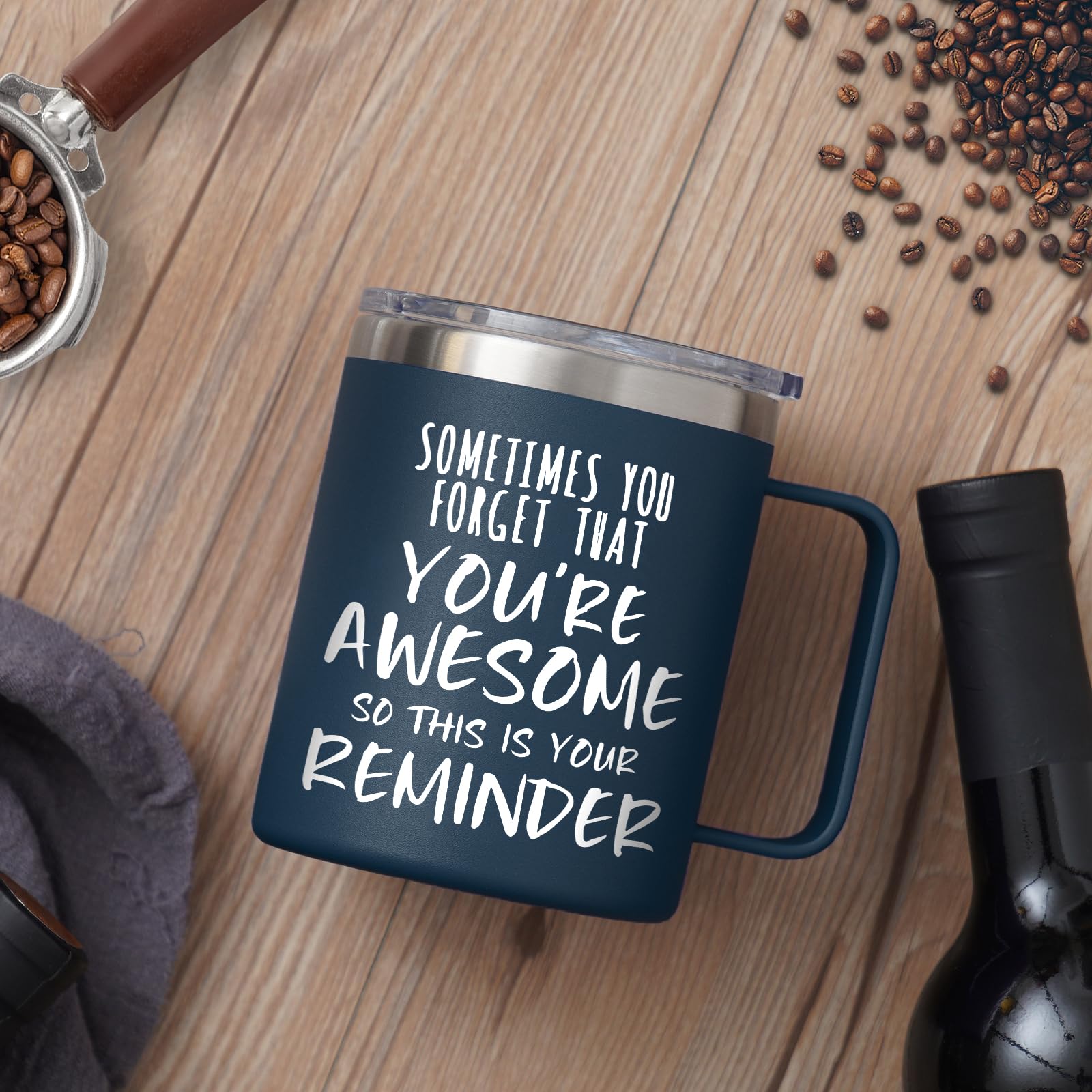 NOWWISH Christmas Gifts for Men - Awesome Coffee Mug, Inspirational Birthday & Holiday Presents - Perfect Stocking Stuffers & White Elephant Gifts for Adults, 14oz Navy Blue