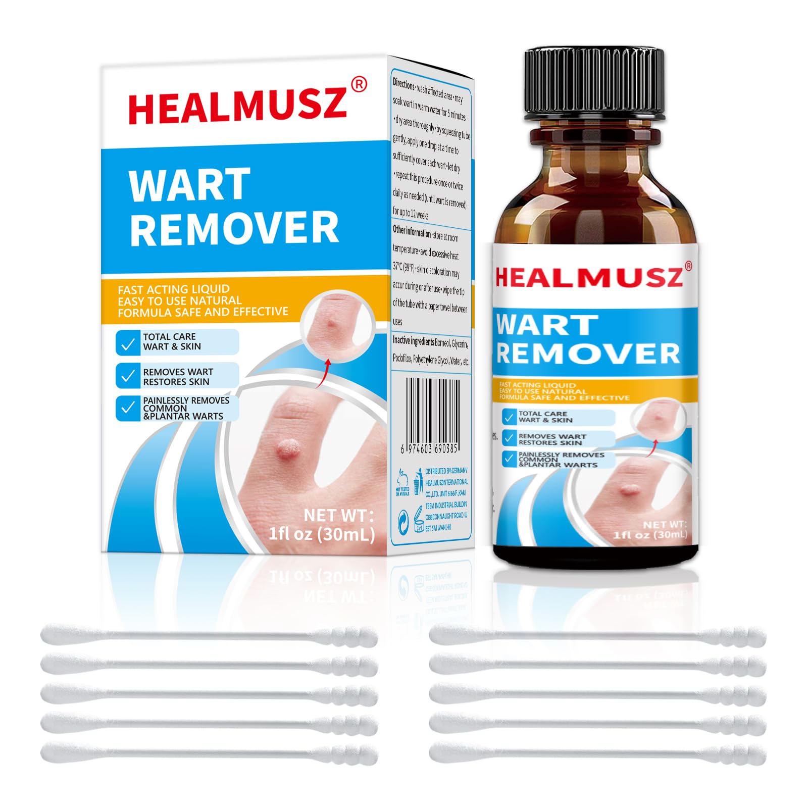 HEALMUSZ Fast-Acting Wart Remover Freeze Off,Salicylic Acid Wart Remover for Men Women-Wart Removal for Plantar Wart,Genital Wart,H Warts,Common Wart,Flat Wart,Corn,Callus 30 ML. (1Pc, Fresh)