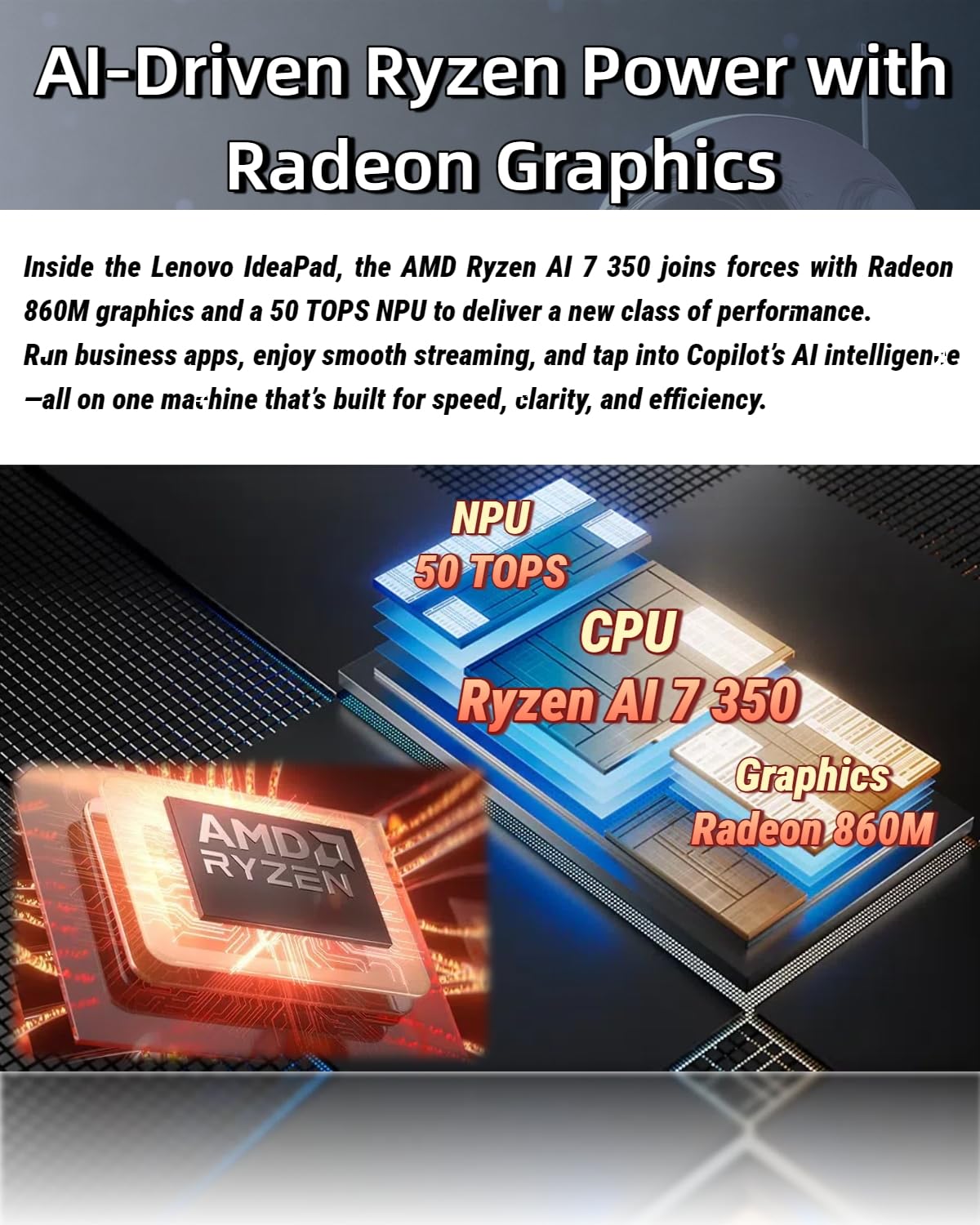 Lenovo IdeaPad Copilot+ Business Laptop - 16" FHD+ Touchscreen - AMD Ryzen AI 7 350(Beat Core 7 150U) - 50 TOPS NPU - Facial Login -Backlit KB-Win 11 Pro-RECOLX AI Voice Recorder (32GB DDR5 | 1TB SSD)