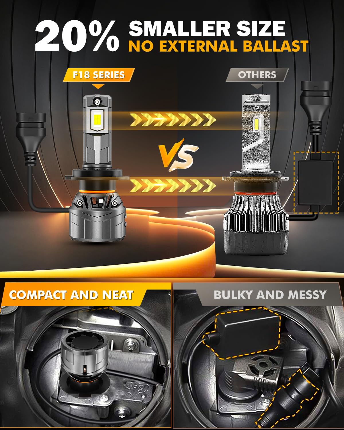 Auxbeam 2025 F18 Series H7 Fog Lights, 22000LM H7 Powersport Light for Off-Road Use or Fog Light-2 Pack