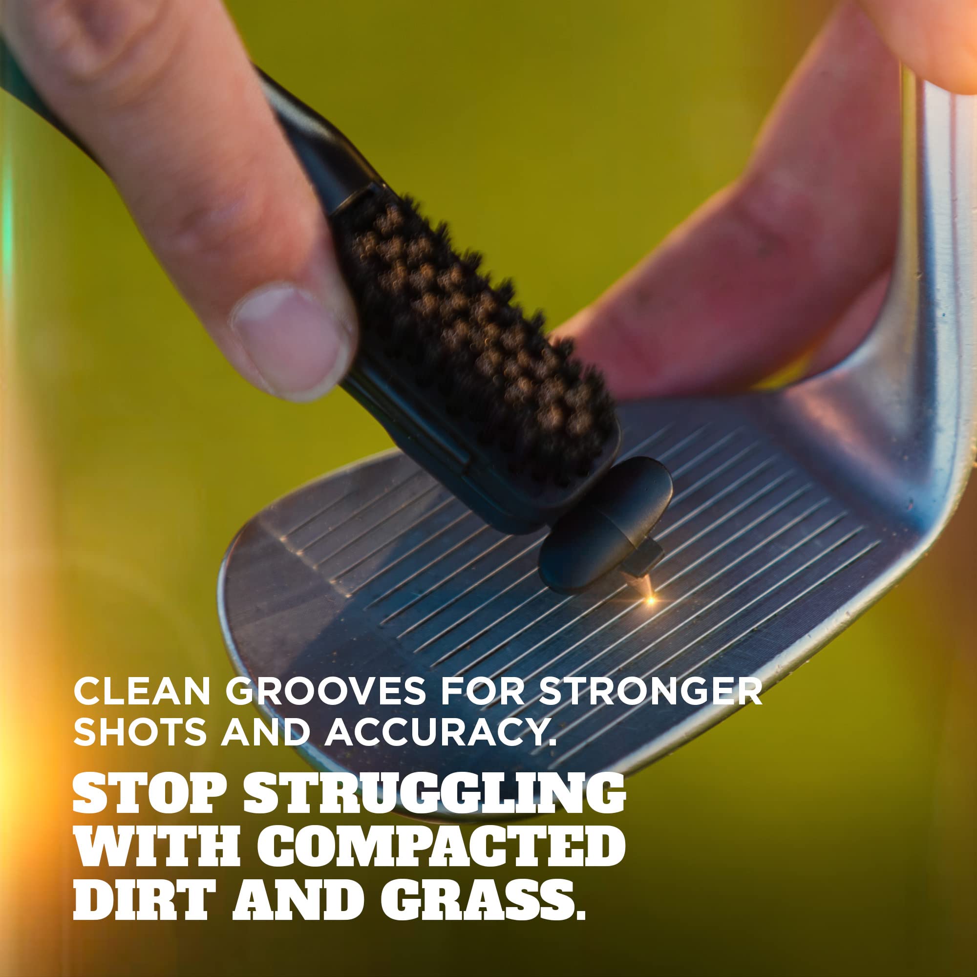 Frogger BrushPro Golf Club Cleaner with Ergonomic Grip and 2.5 ft. Retractable Cord, Patriot - Sturdy Golf Club Brush and Groove Cleaner for Golfers