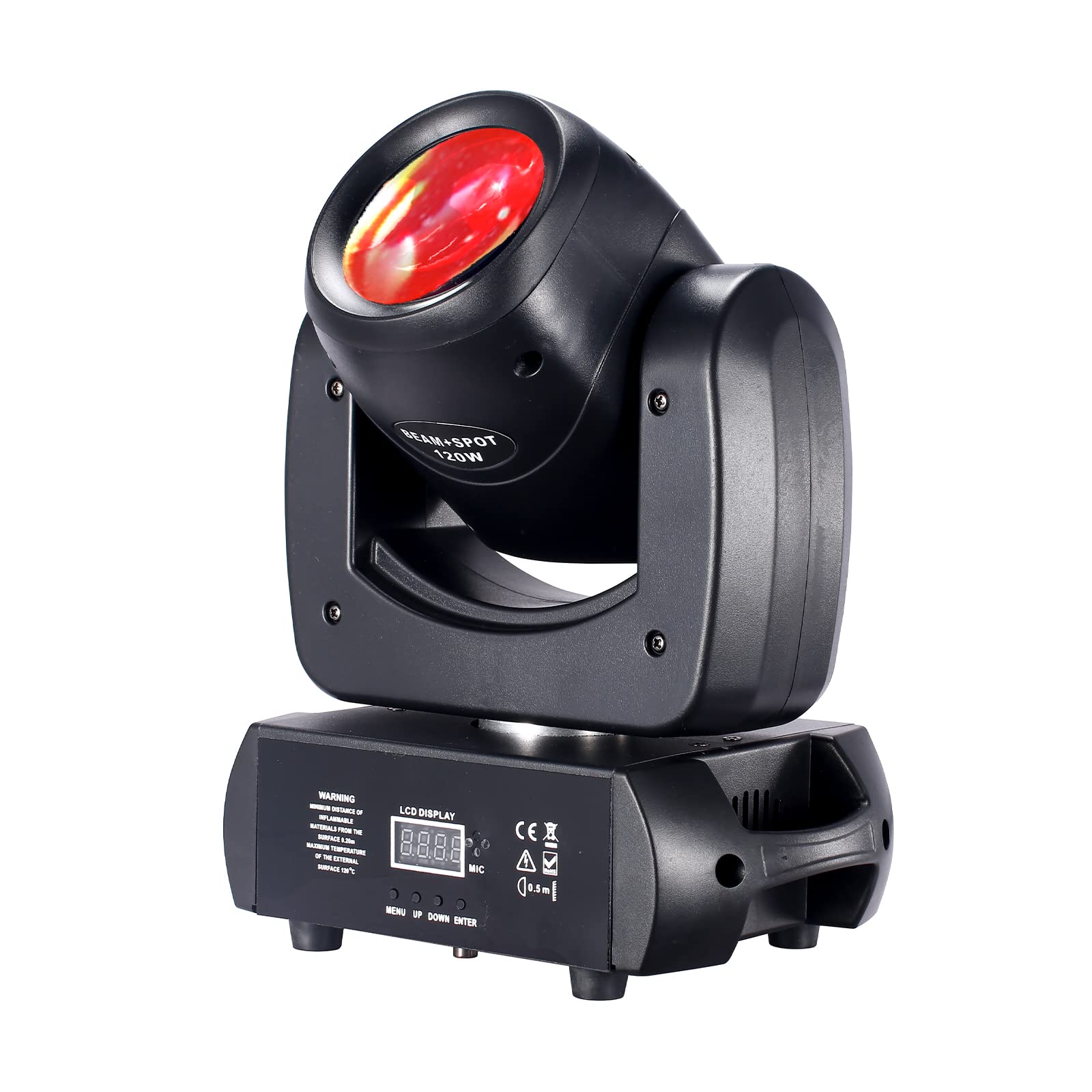 DJXFLI 120W Moving Head Dj Light, LED Beam Moving Head Stage Lights, 8-Prism 8 GOBOs 8 Colors DMX 12CH Sound for Disco Party Stage Lighting