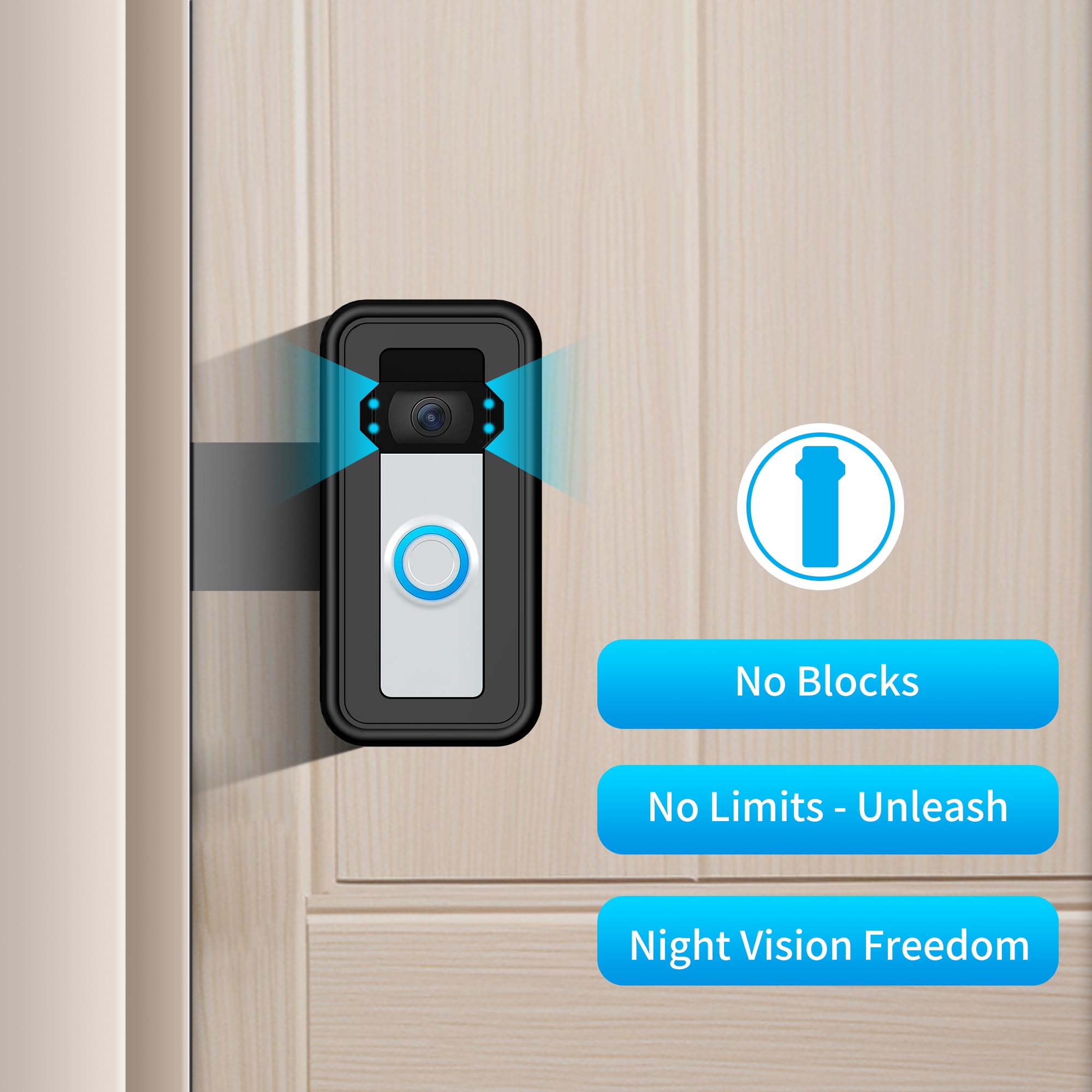 Anti-Theft Video Doorbell Mount - No-Drill Solution for Apartment Doors, Ideal for Renters and Home Offices, Compatible with Most Video Doorbells