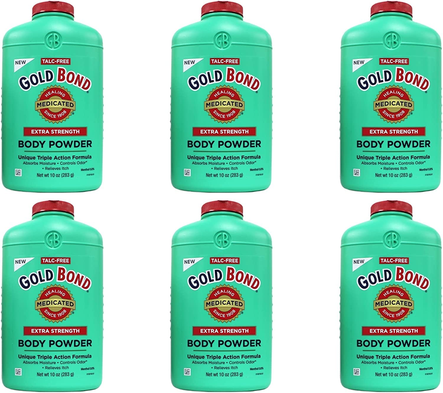 Gold Bond Body Powder Medicated Extra Strength - 10 oz, Pack of 6, Tal