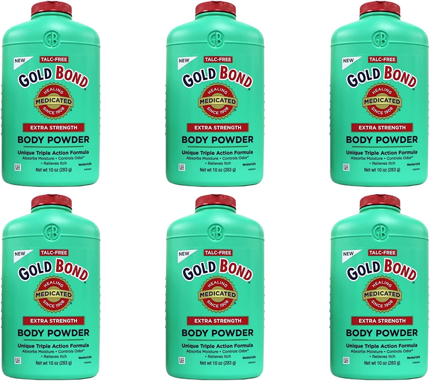 Gold Bond Body Powder Medicated Extra Strength - 10 oz, Pack of 6, Talc-Free